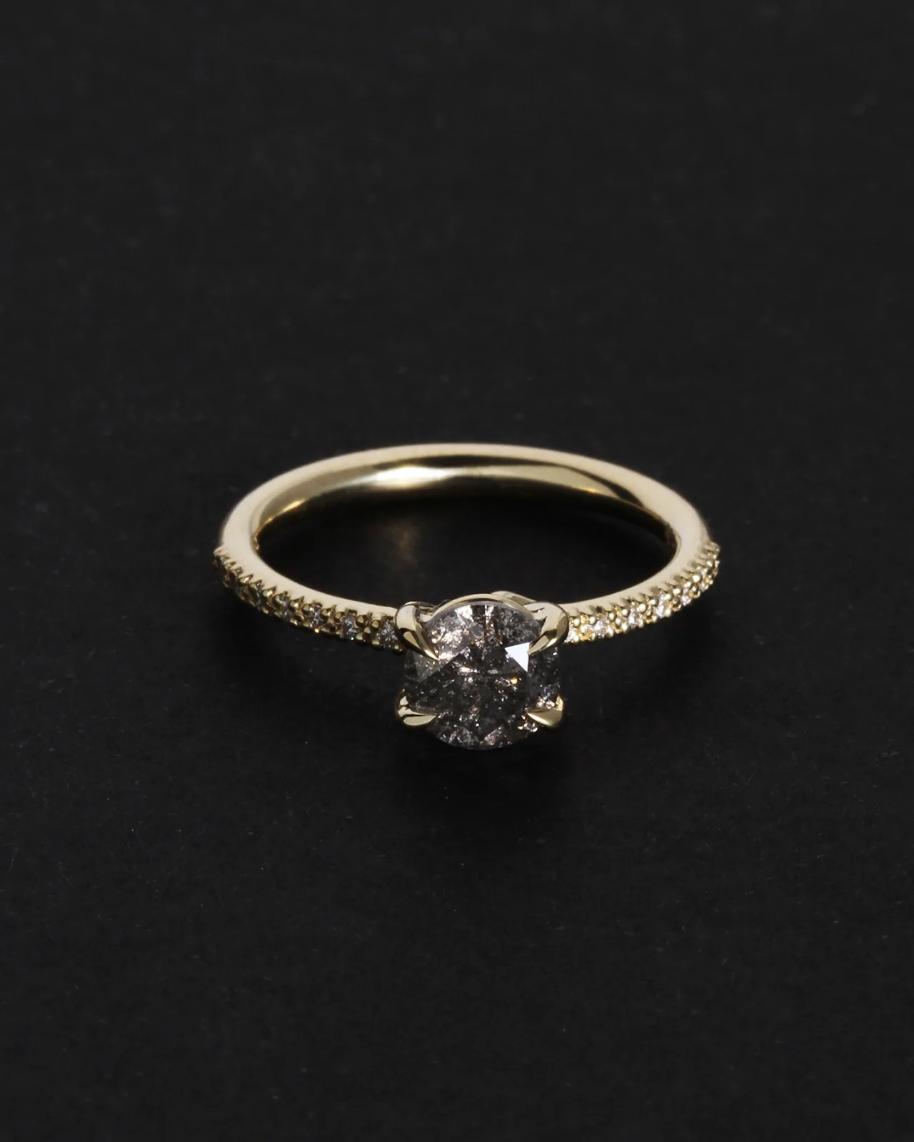 Adama Round Ring Salt and Pepper Diamond Solid Gold - Image 2