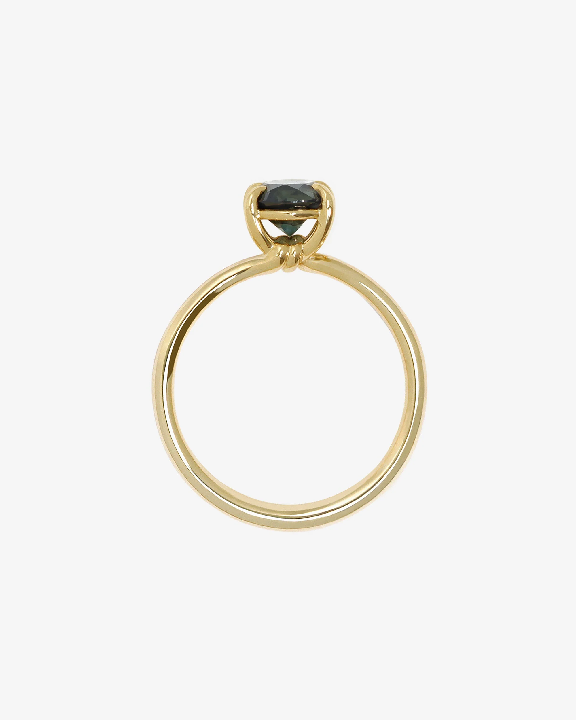 Adama Round Ring Solitaire Teal Sapphire Solid Gold - Image 4