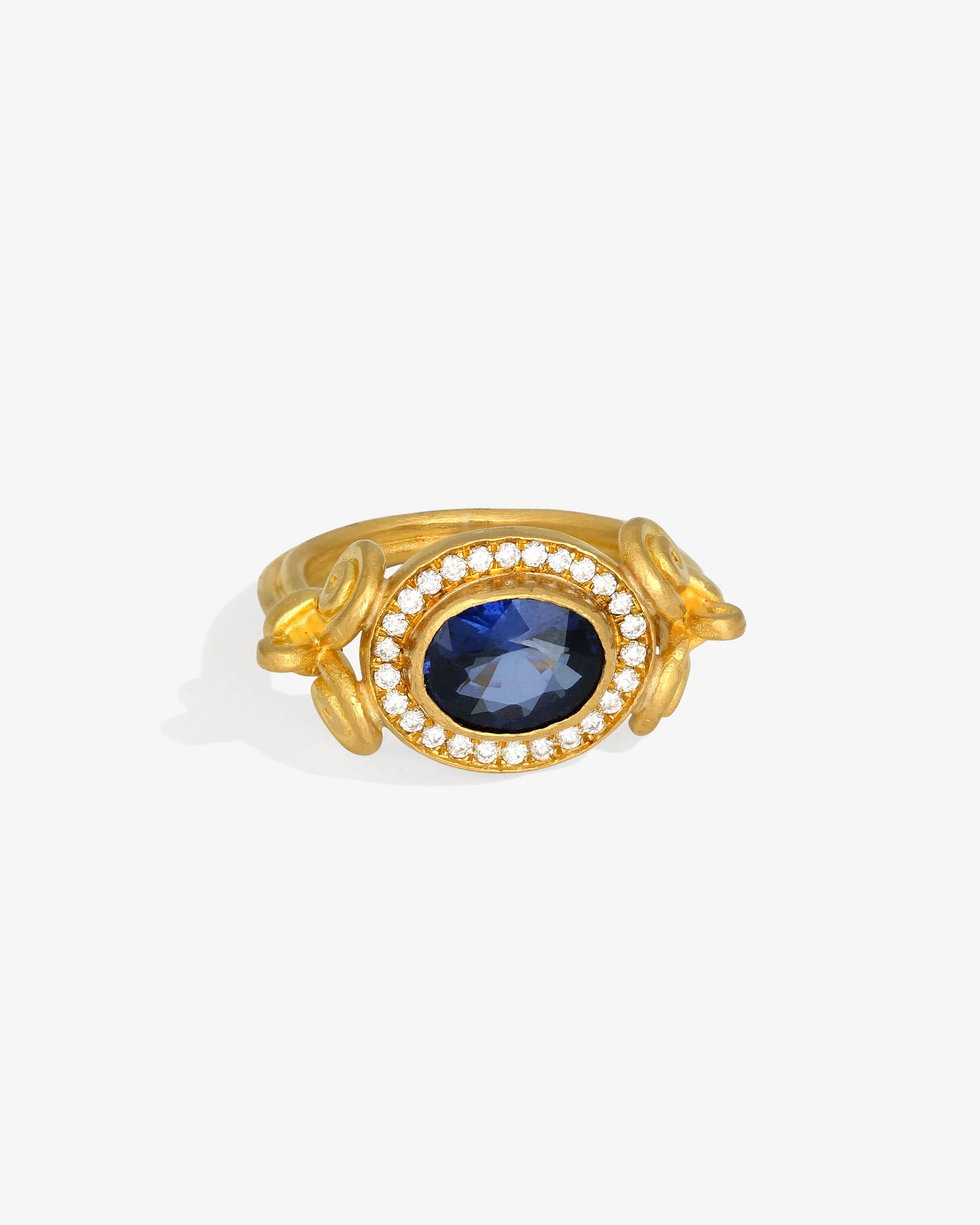 Aelia Halo Ring Sapphire Diamond Solid Gold