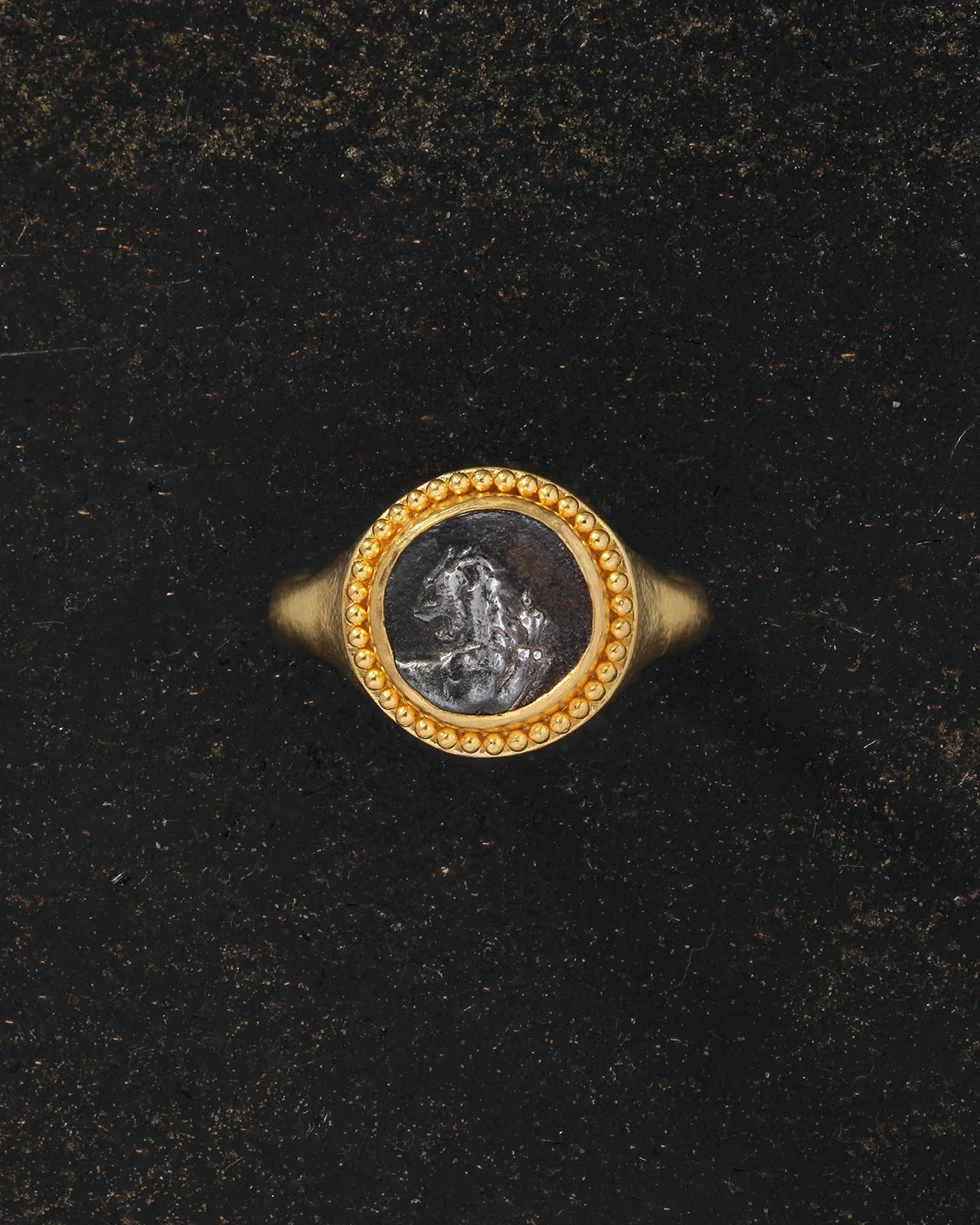 Antique Coin Ring Lion Solid Gold - Image 2