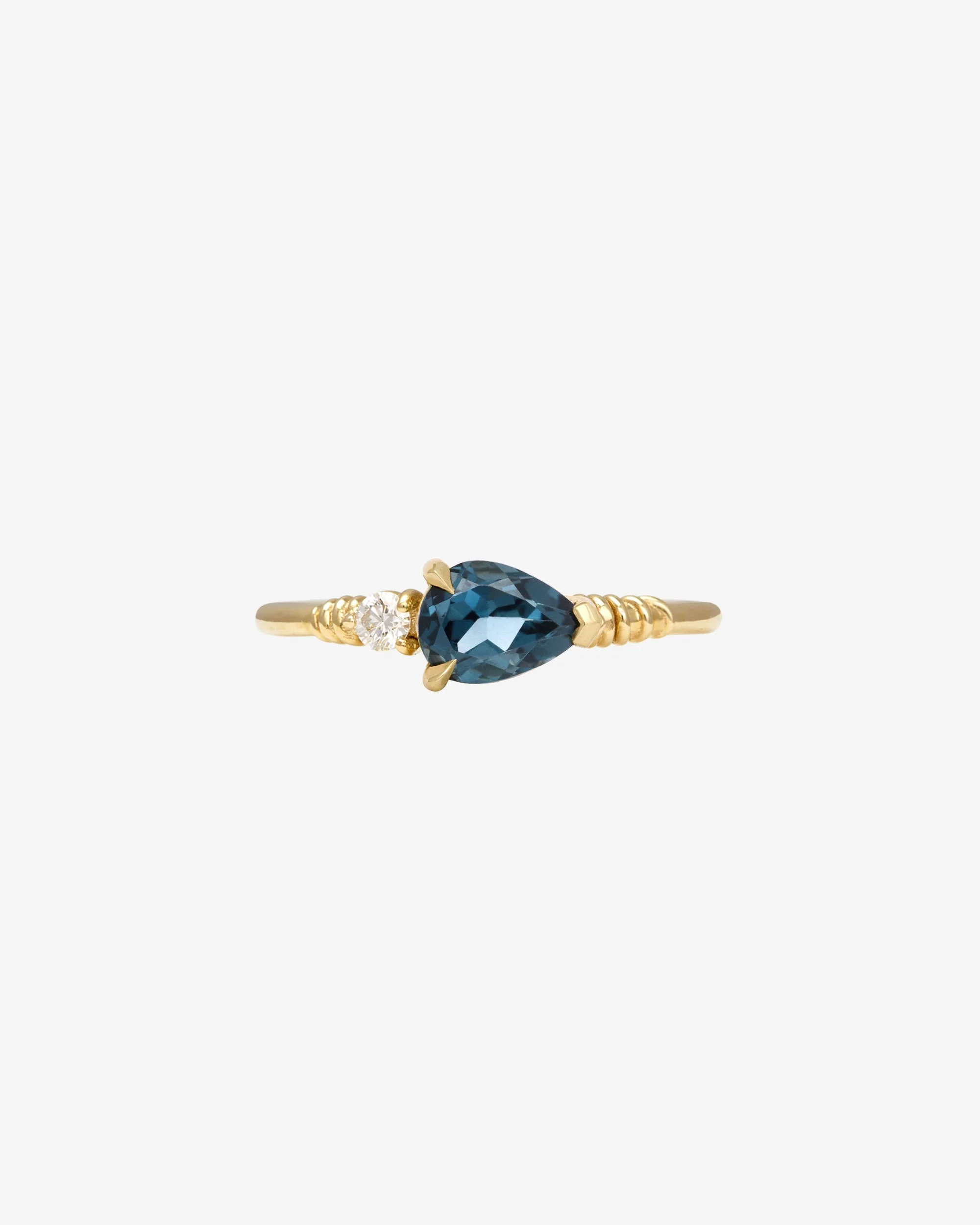 Ariel Ring Blue Topaz Diamond Solid Gold - Image 5