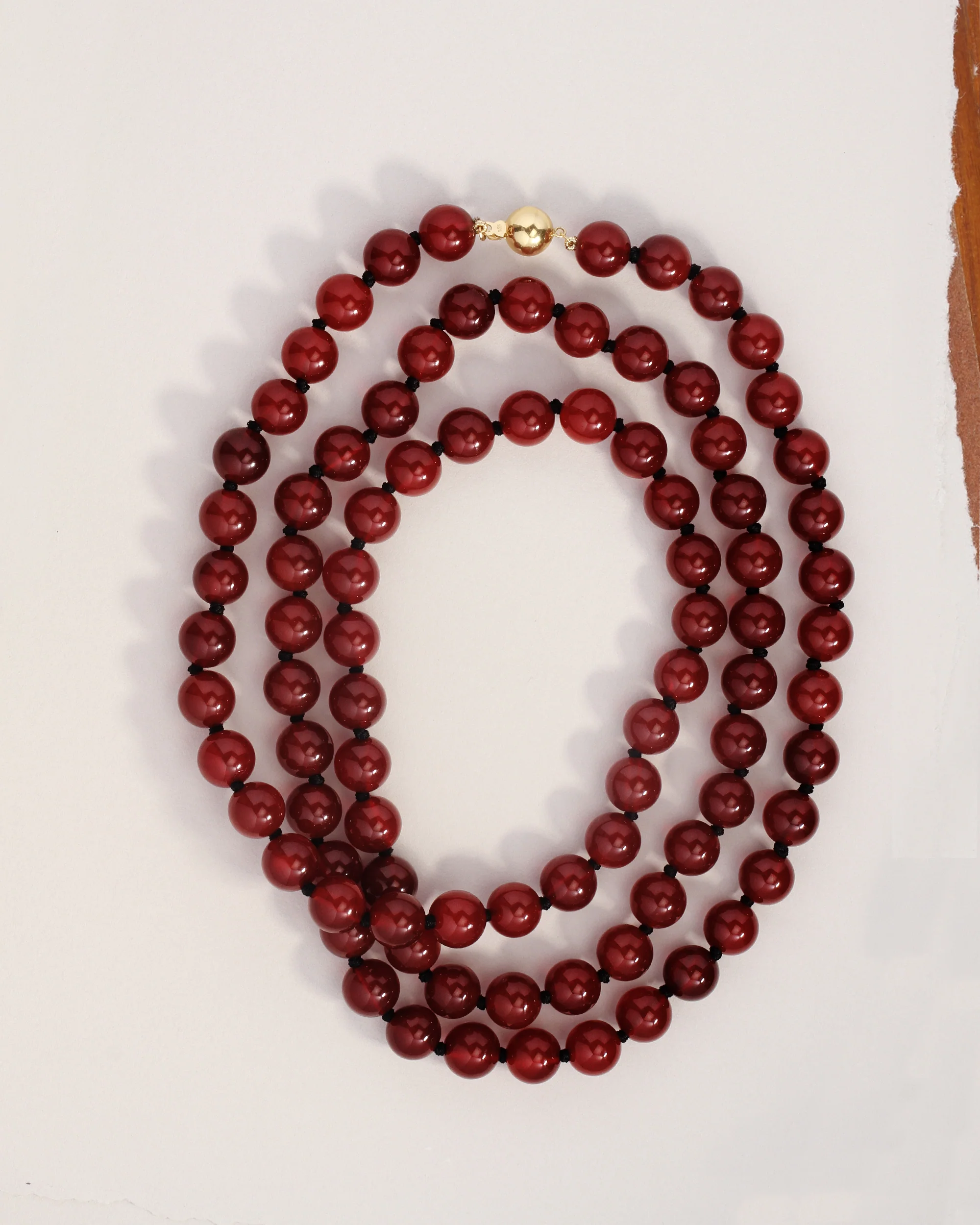 Aris Carnelian Beaded Necklace Solid Gold - Image 4