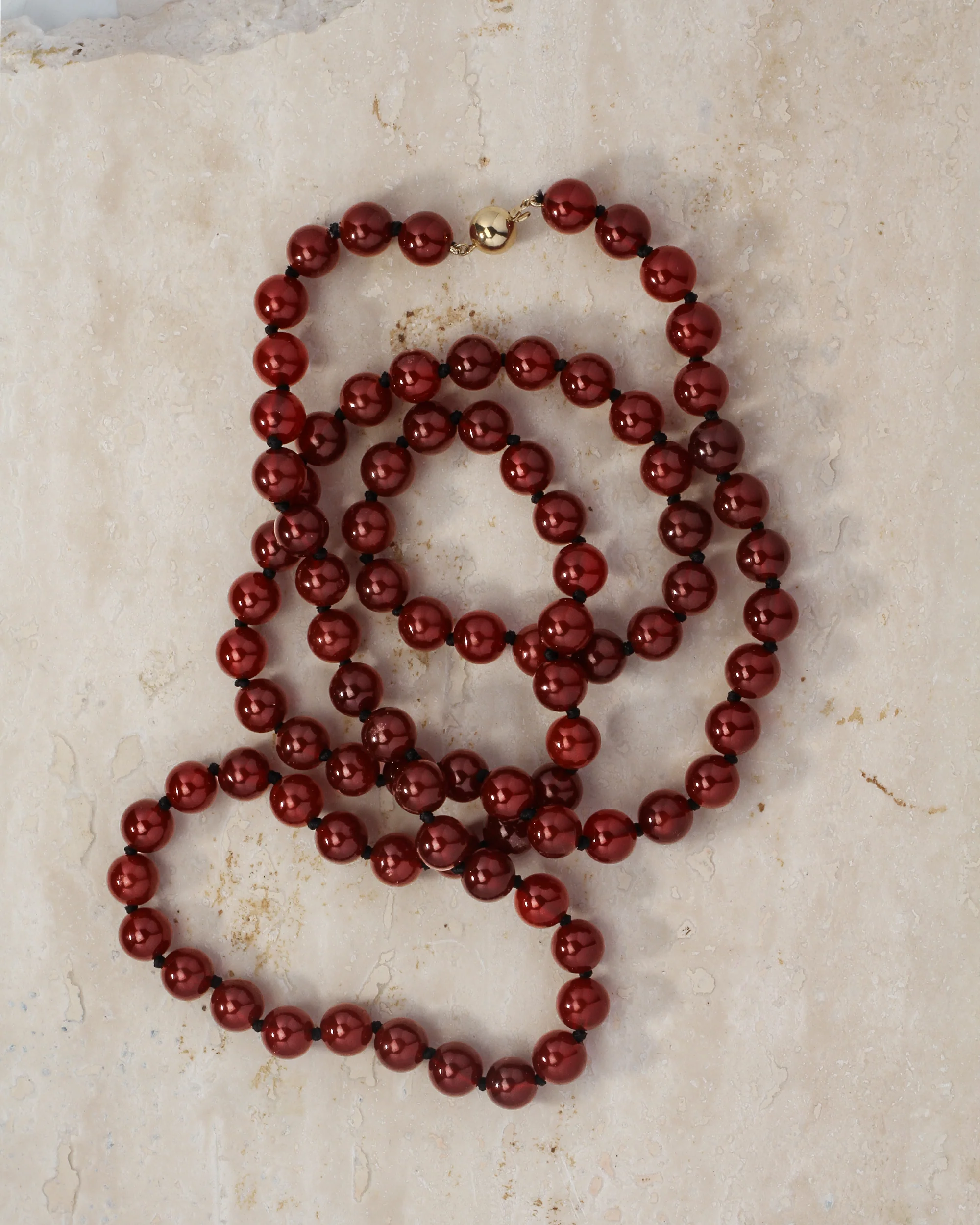Aris Carnelian Beaded Necklace Solid Gold - Image 6