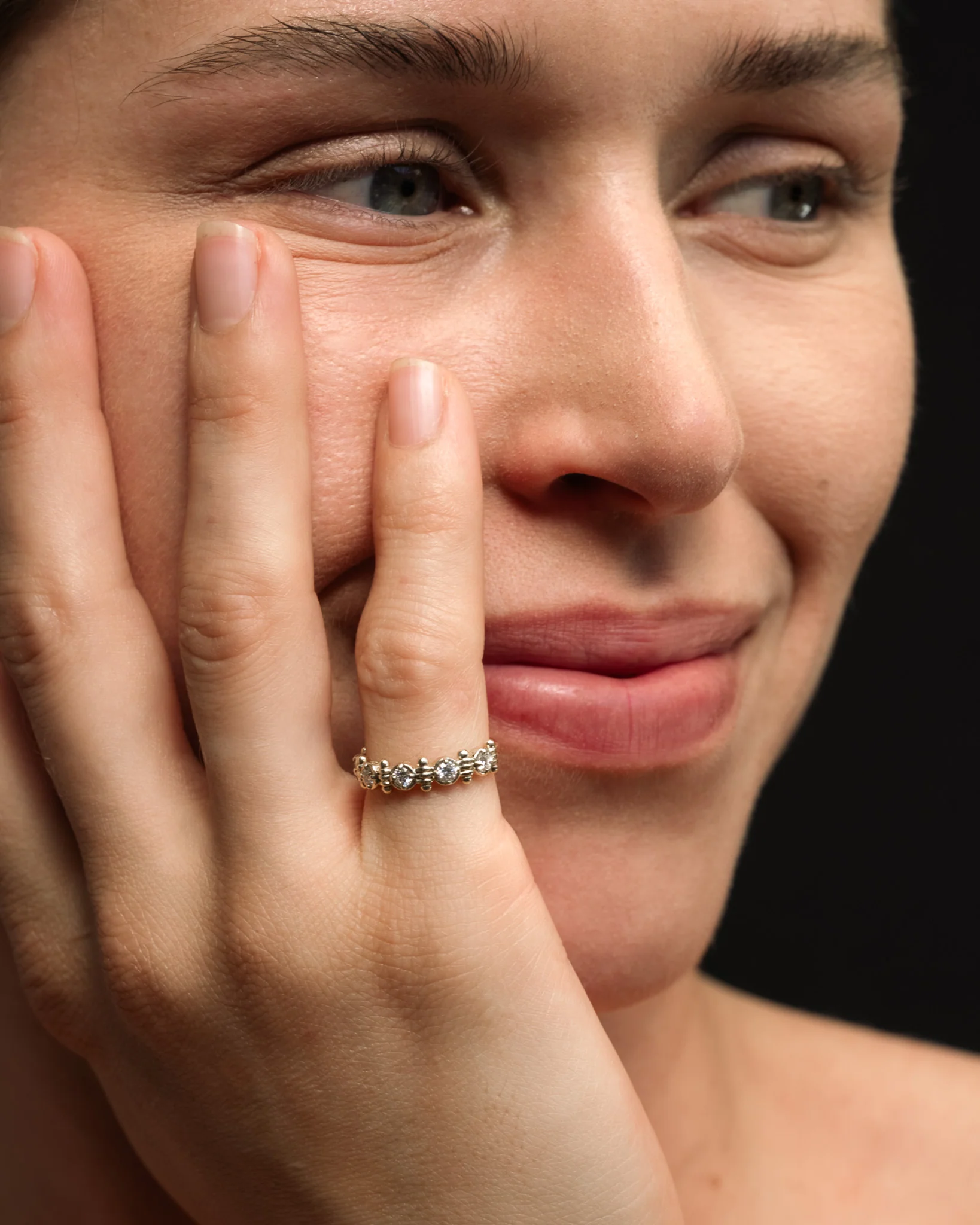 Asteria Half Eternity Ring Diamond Solid Gold - Image 6