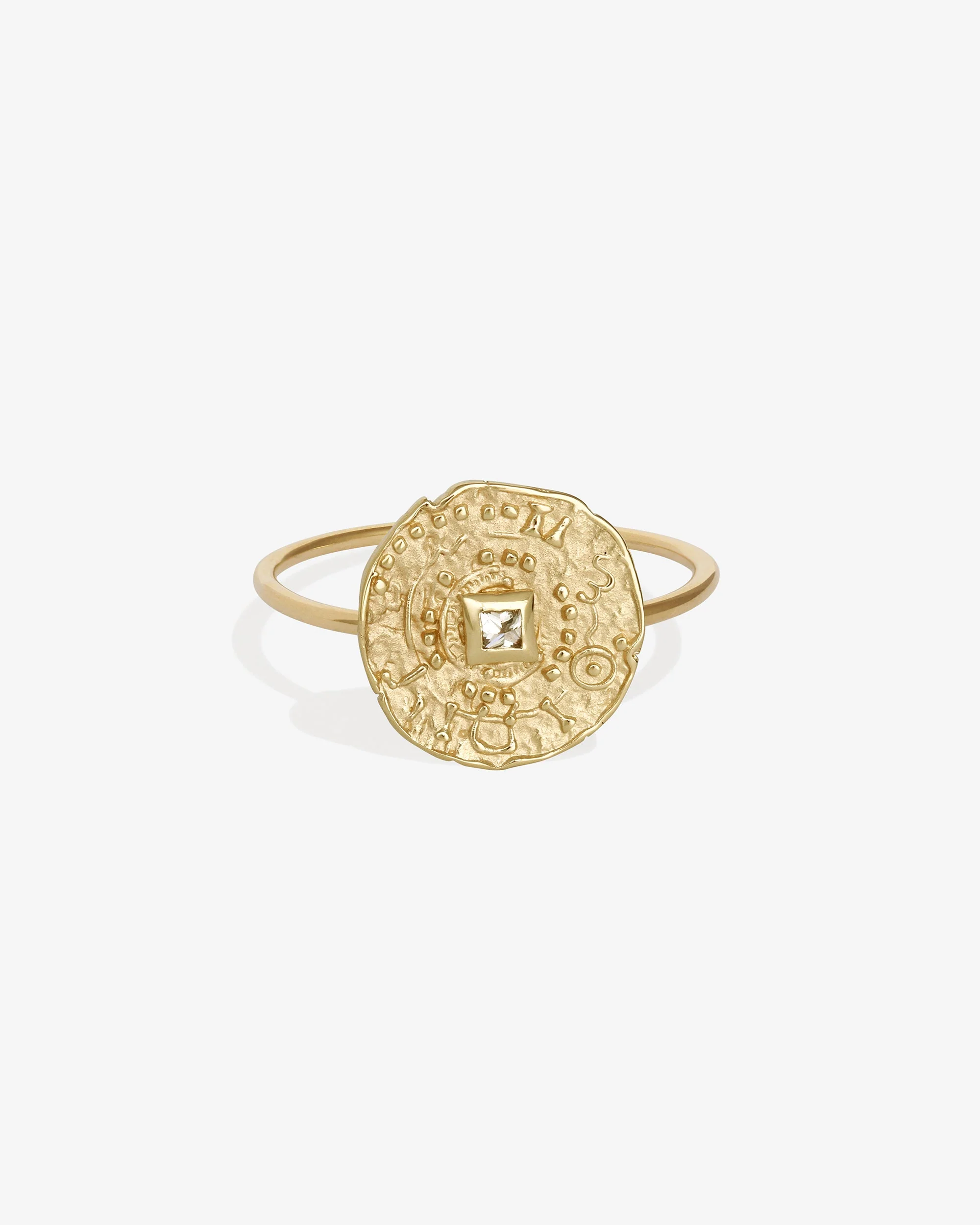 Atlantis Coin Ring Diamond Solid Gold