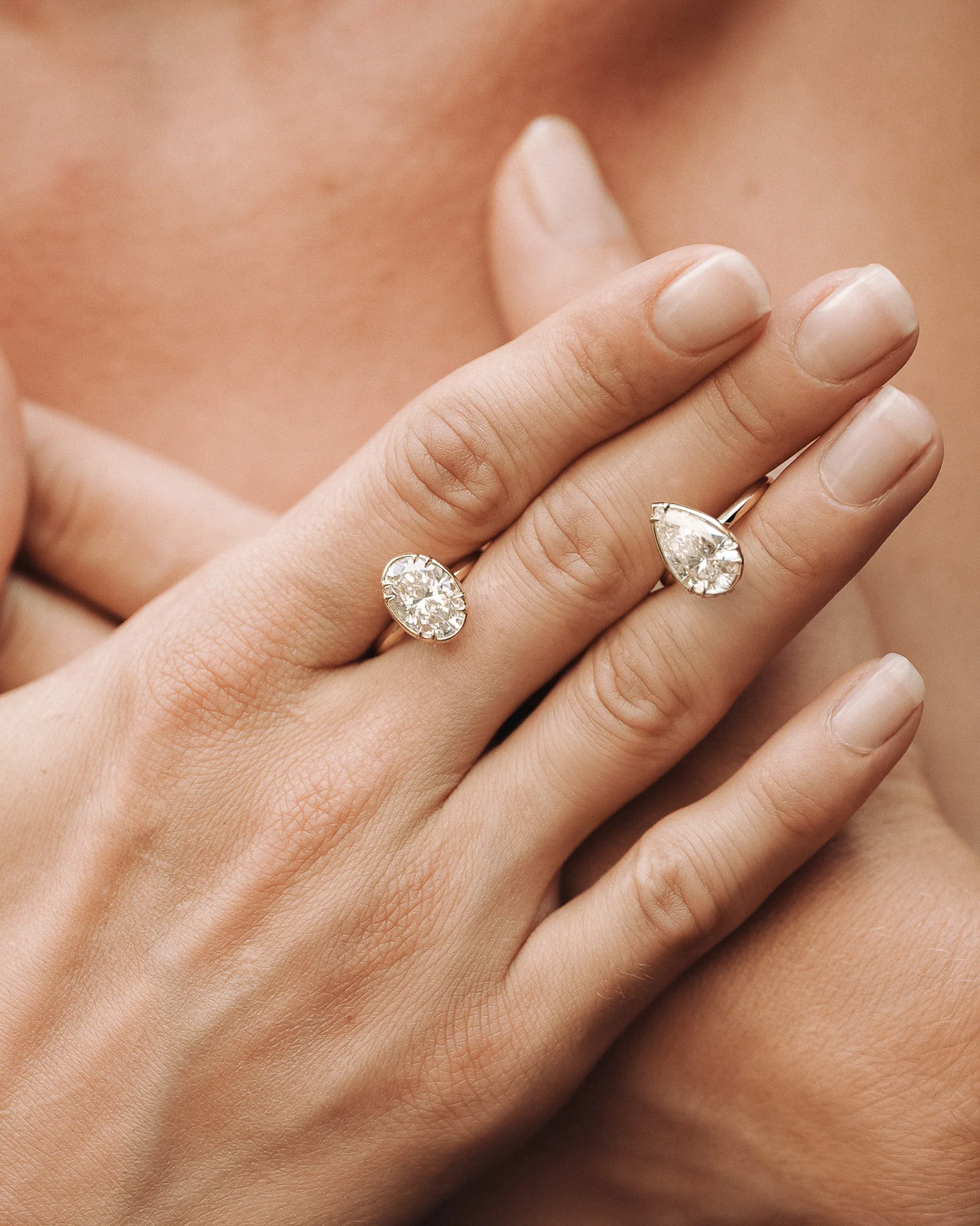 Azalea Ring 3ct Pear Cut White Diamond Solid Gold - Image 3