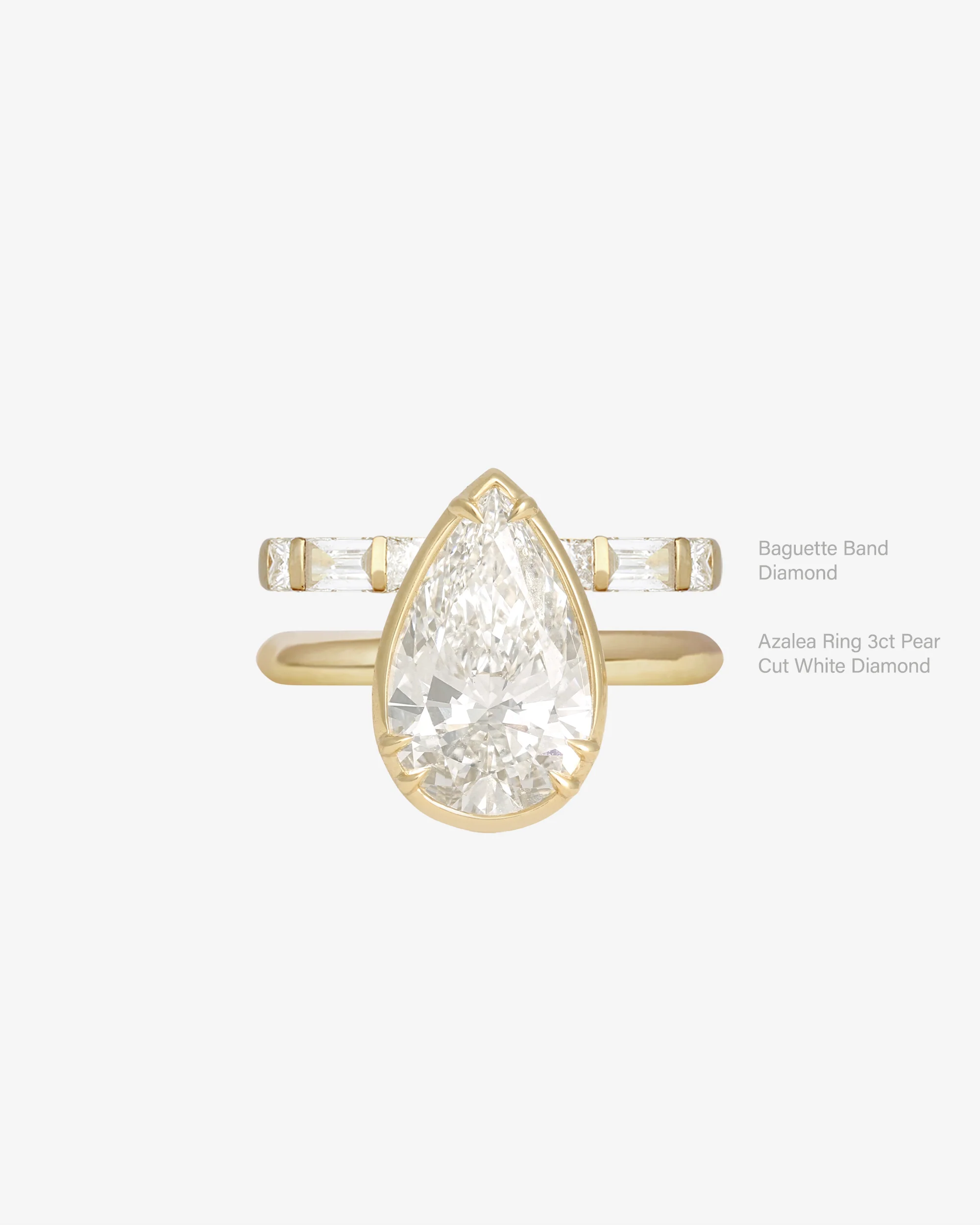 Azalea Ring 3ct Pear Cut White Diamond Solid Gold - Image 4