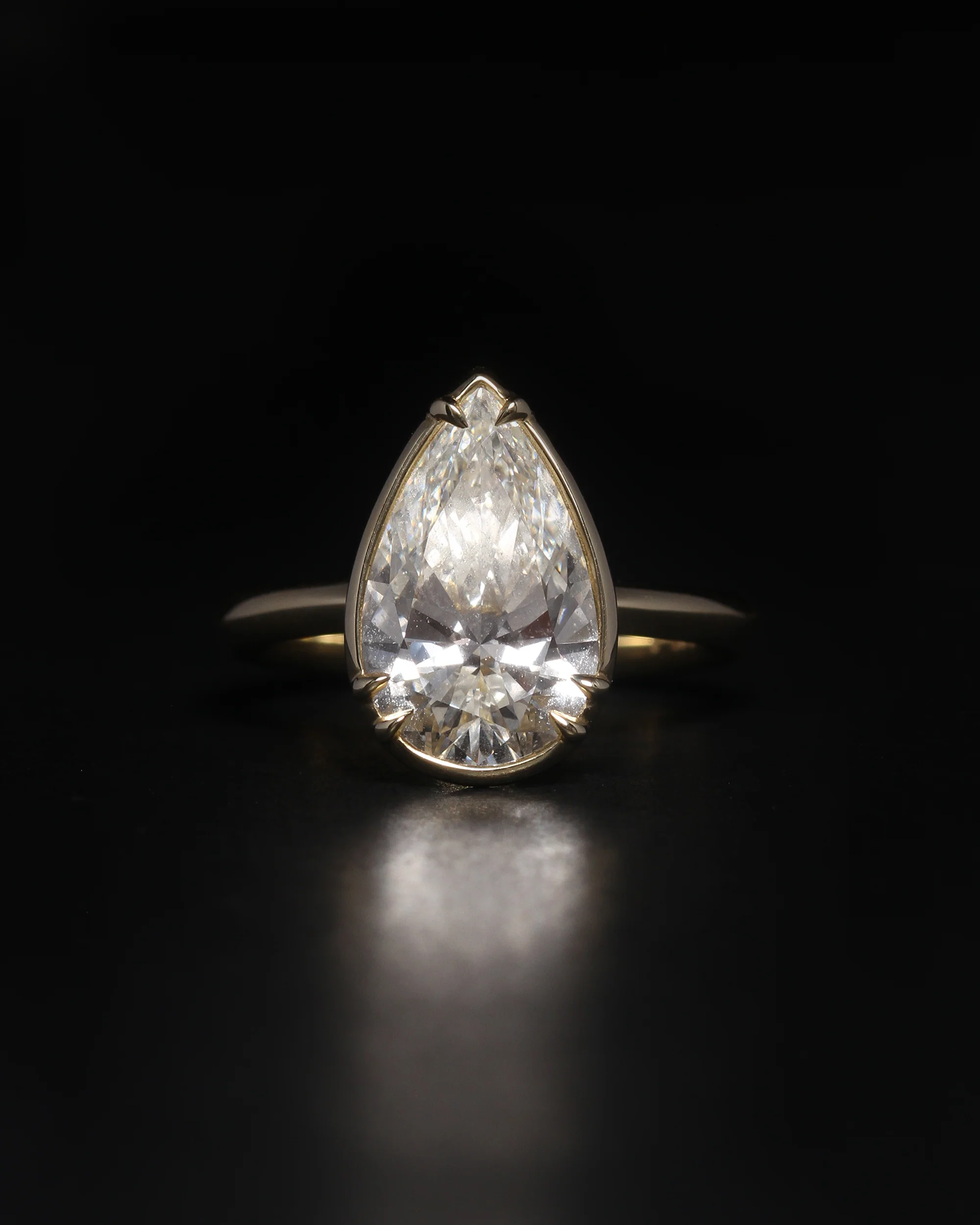 Azalea Ring 3ct Pear Cut White Diamond Solid Gold - Image 6