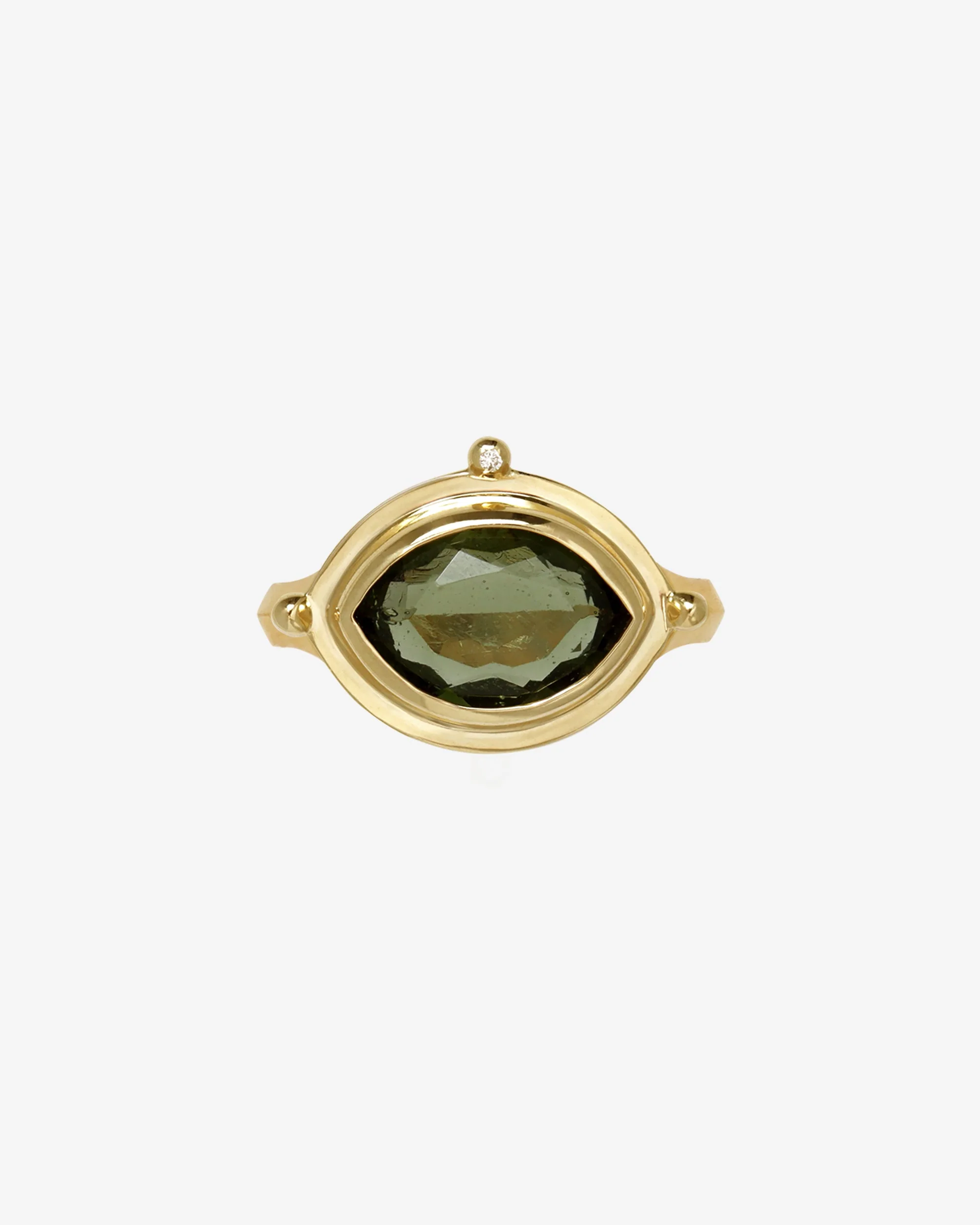 Celestial Ring Moldavite Diamond Solid Gold - Image 3