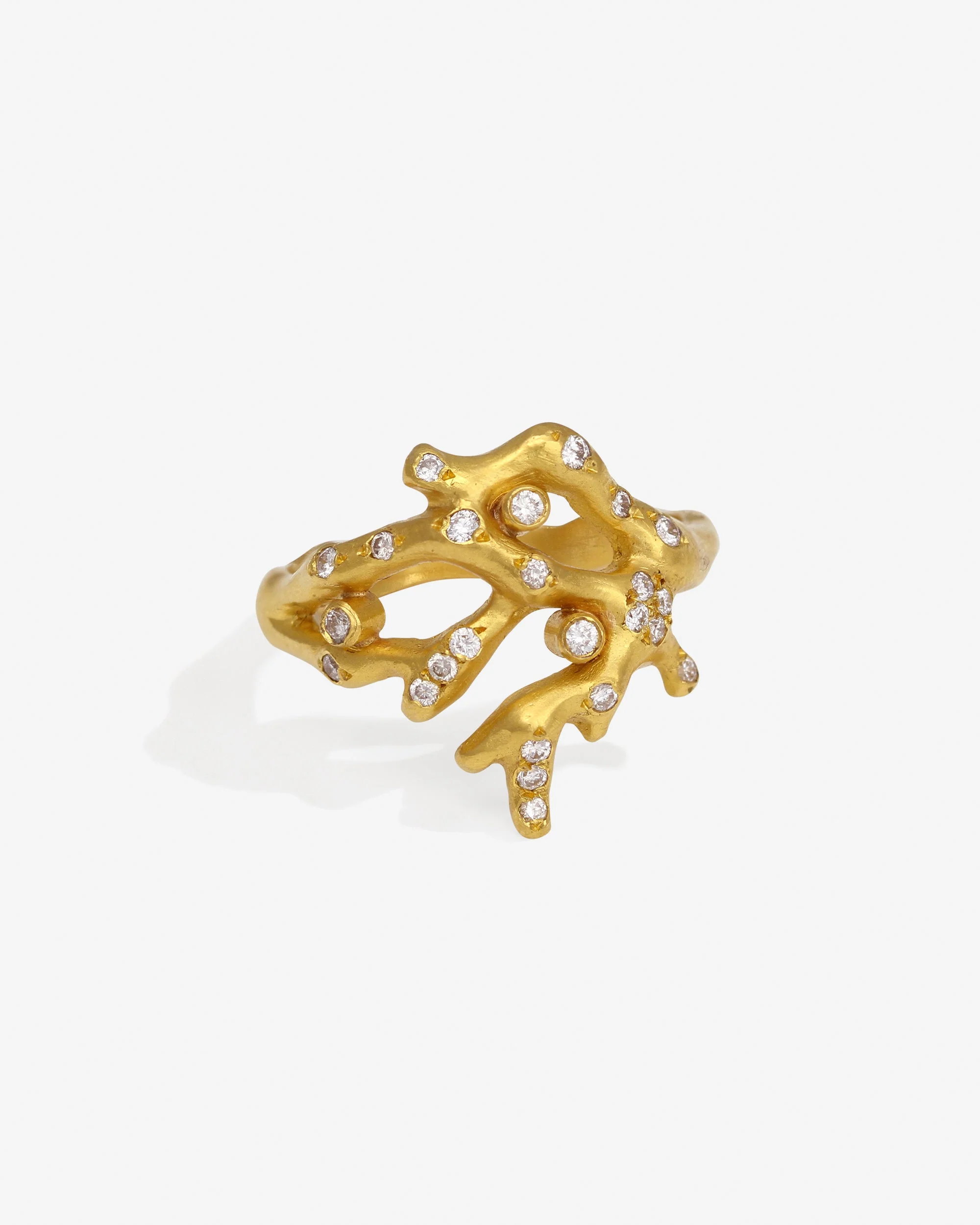 Coral Ring Diamond Solid Gold