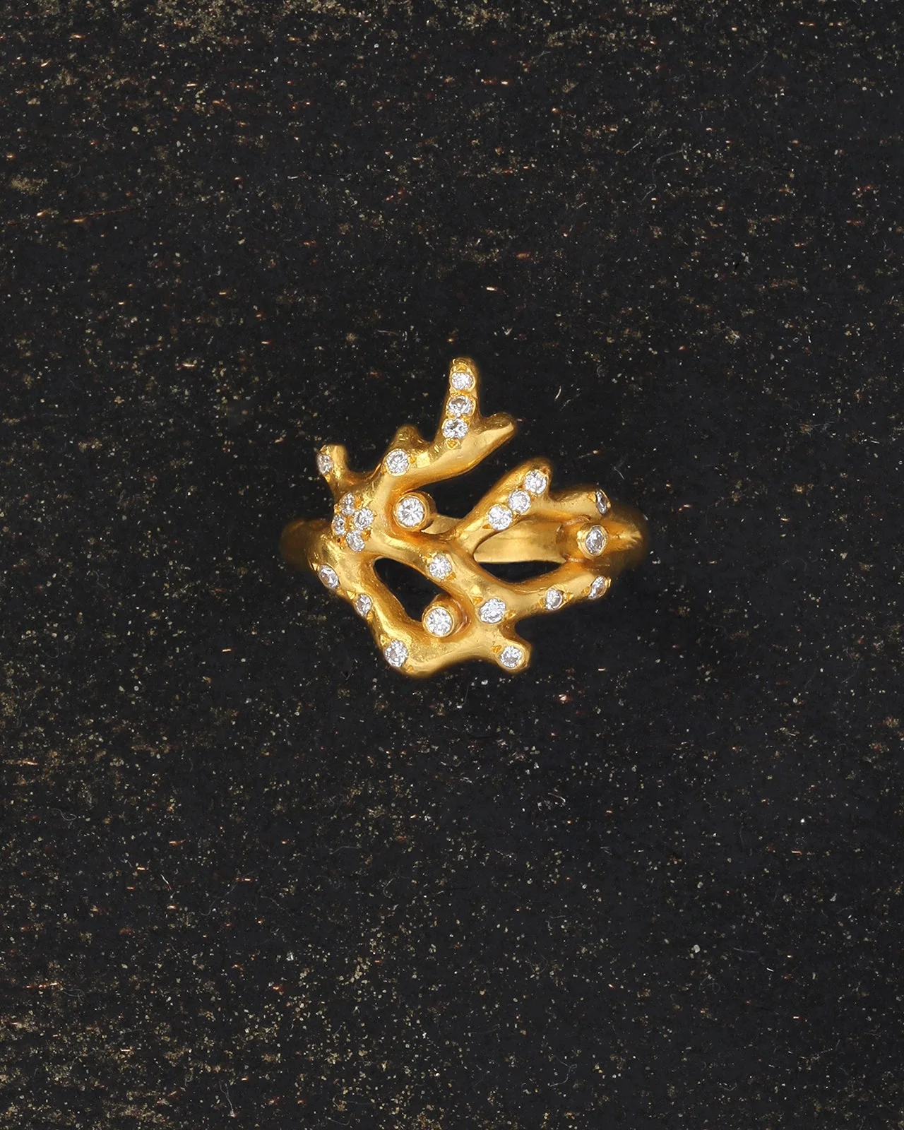 Coral Ring Diamond Solid Gold - Image 3