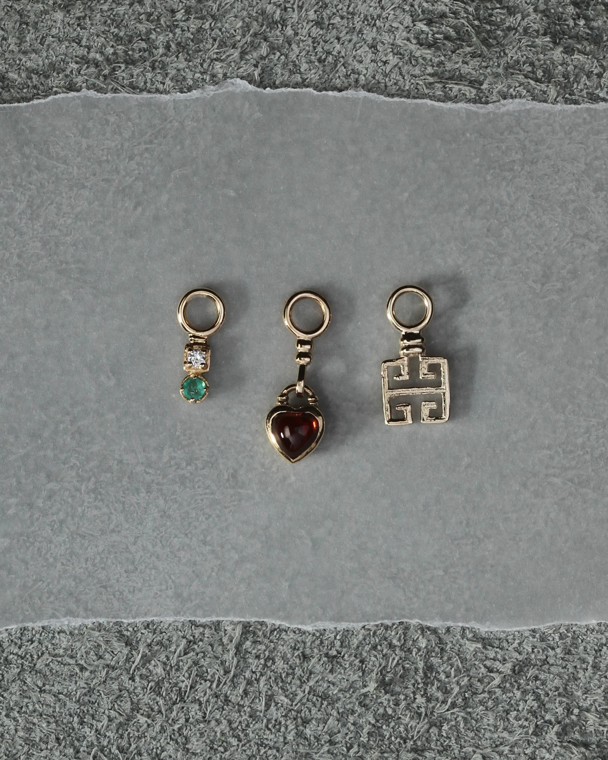 Double Greek Key Ear Charm Solid Gold - Image 5