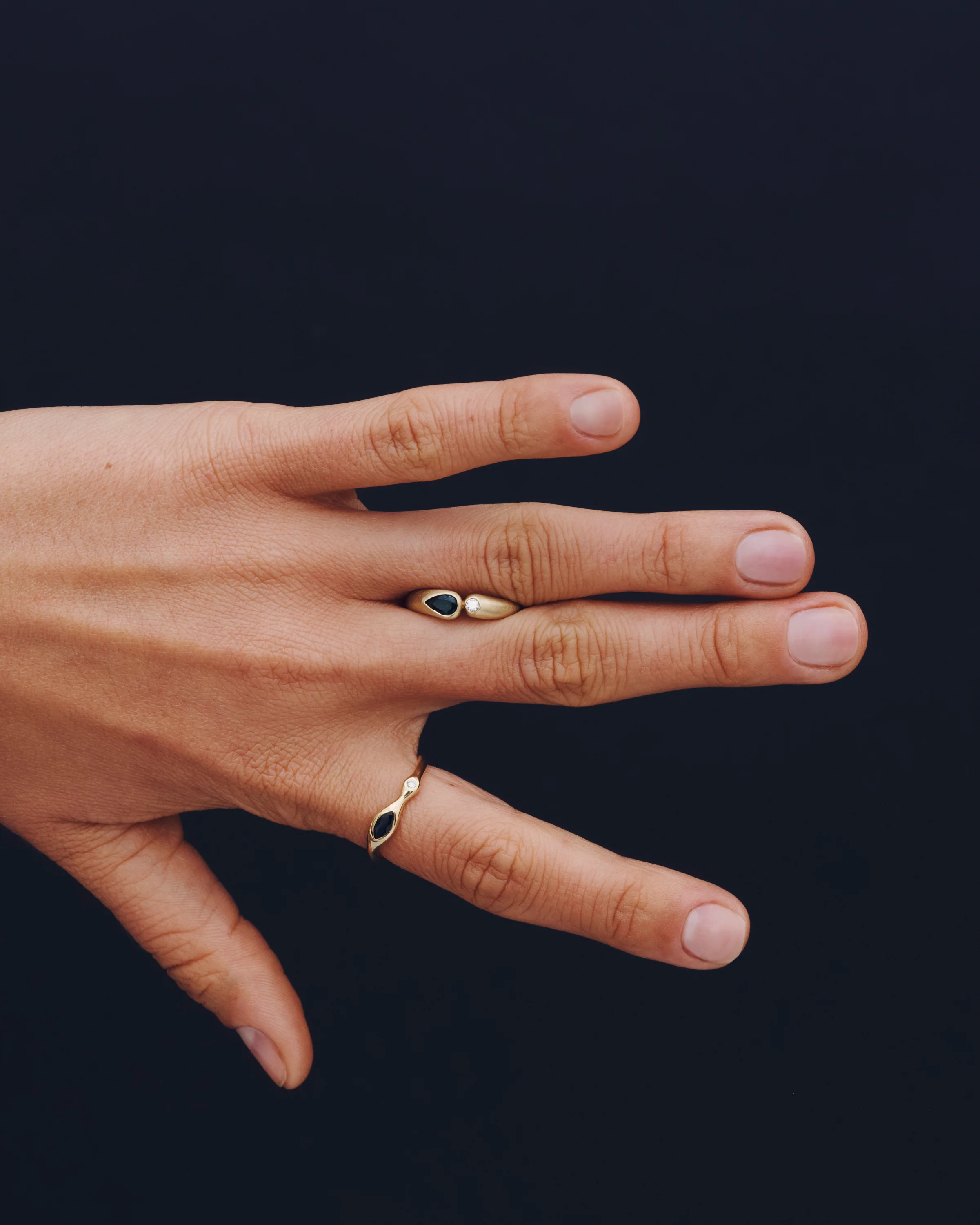 Dua Ring Sapphire Diamond Solid Gold - Image 4
