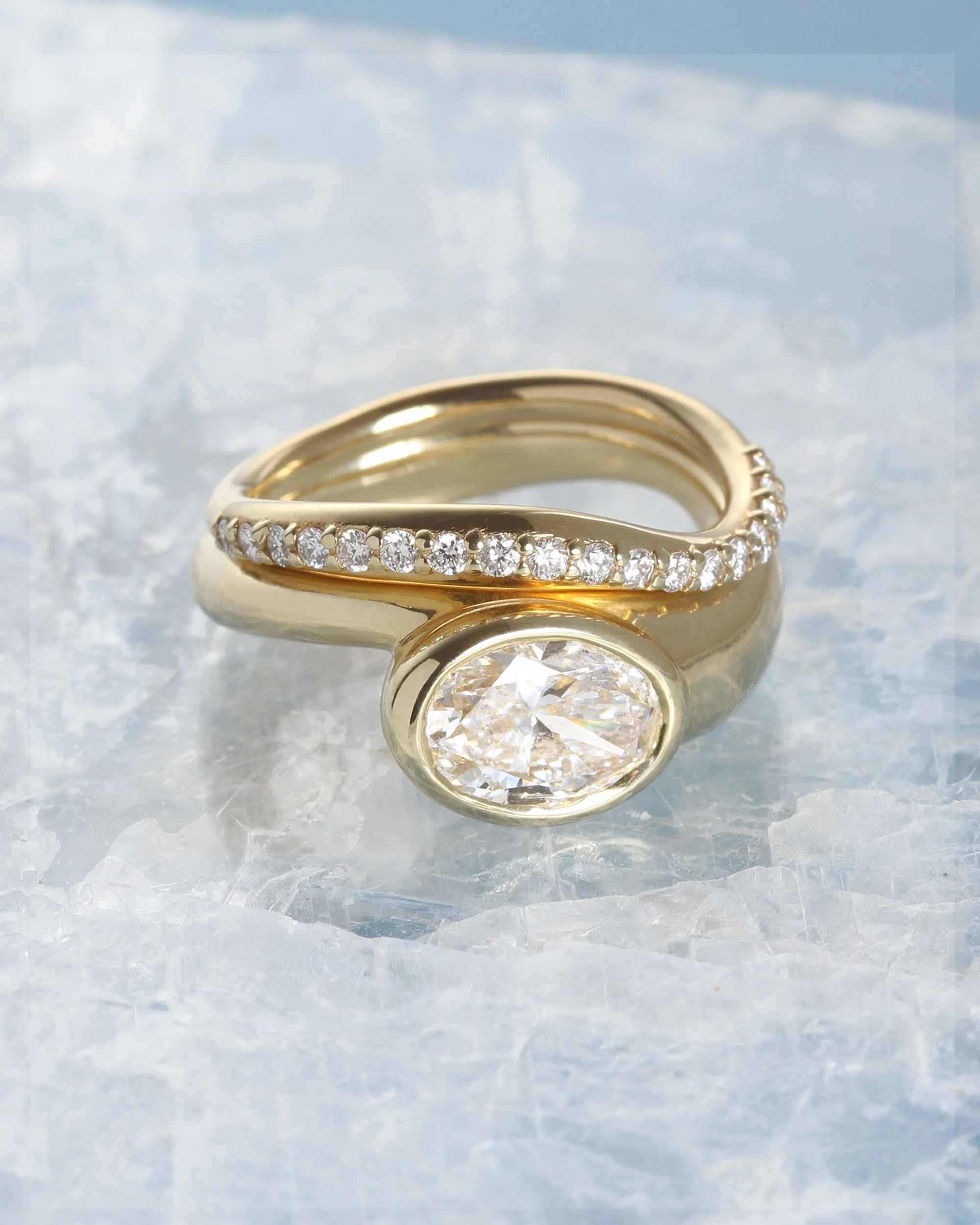 Grace Wide Pear Diamond Solid Gold - Image 5