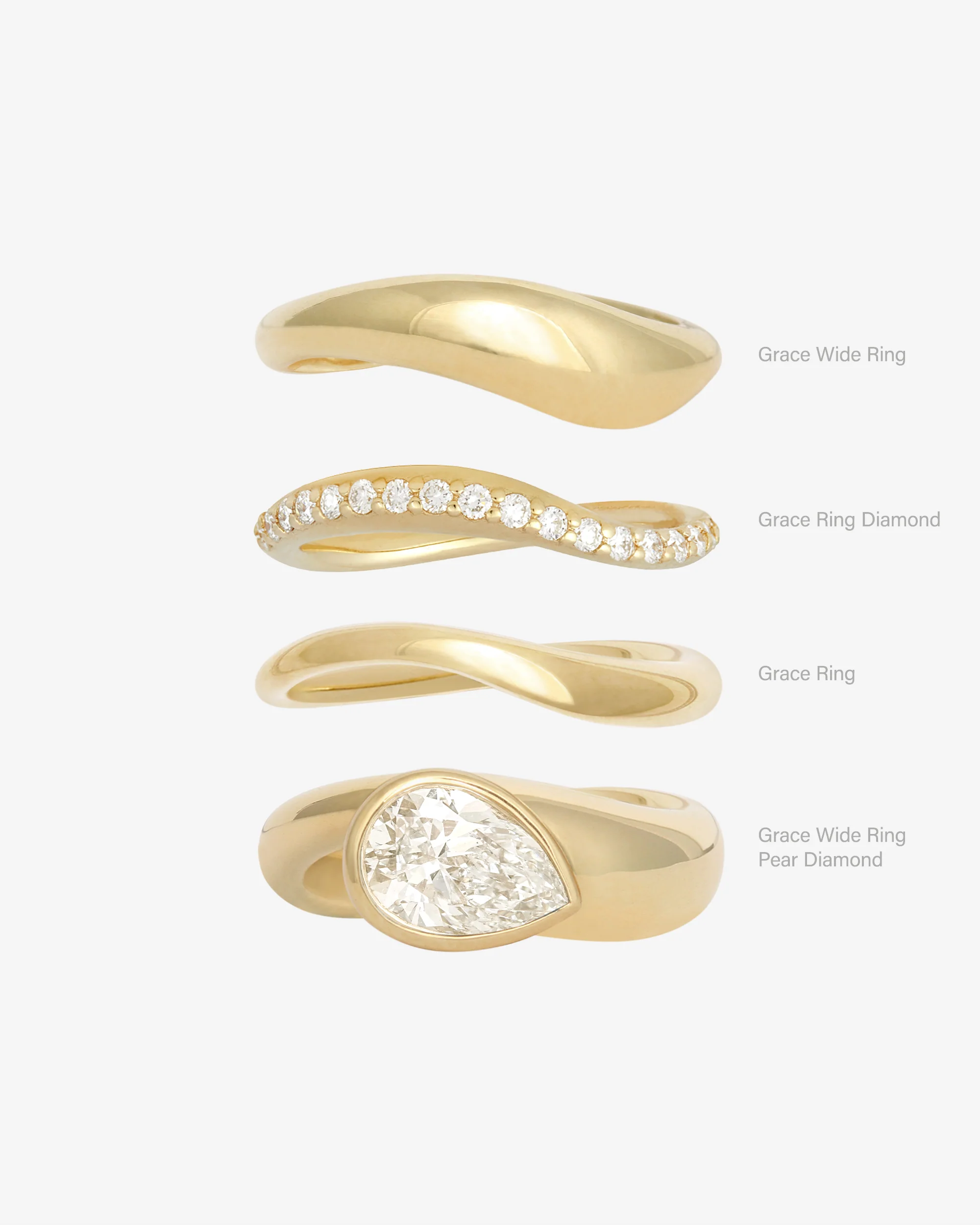 Grace Wide Pear Diamond Solid Gold - Image 6