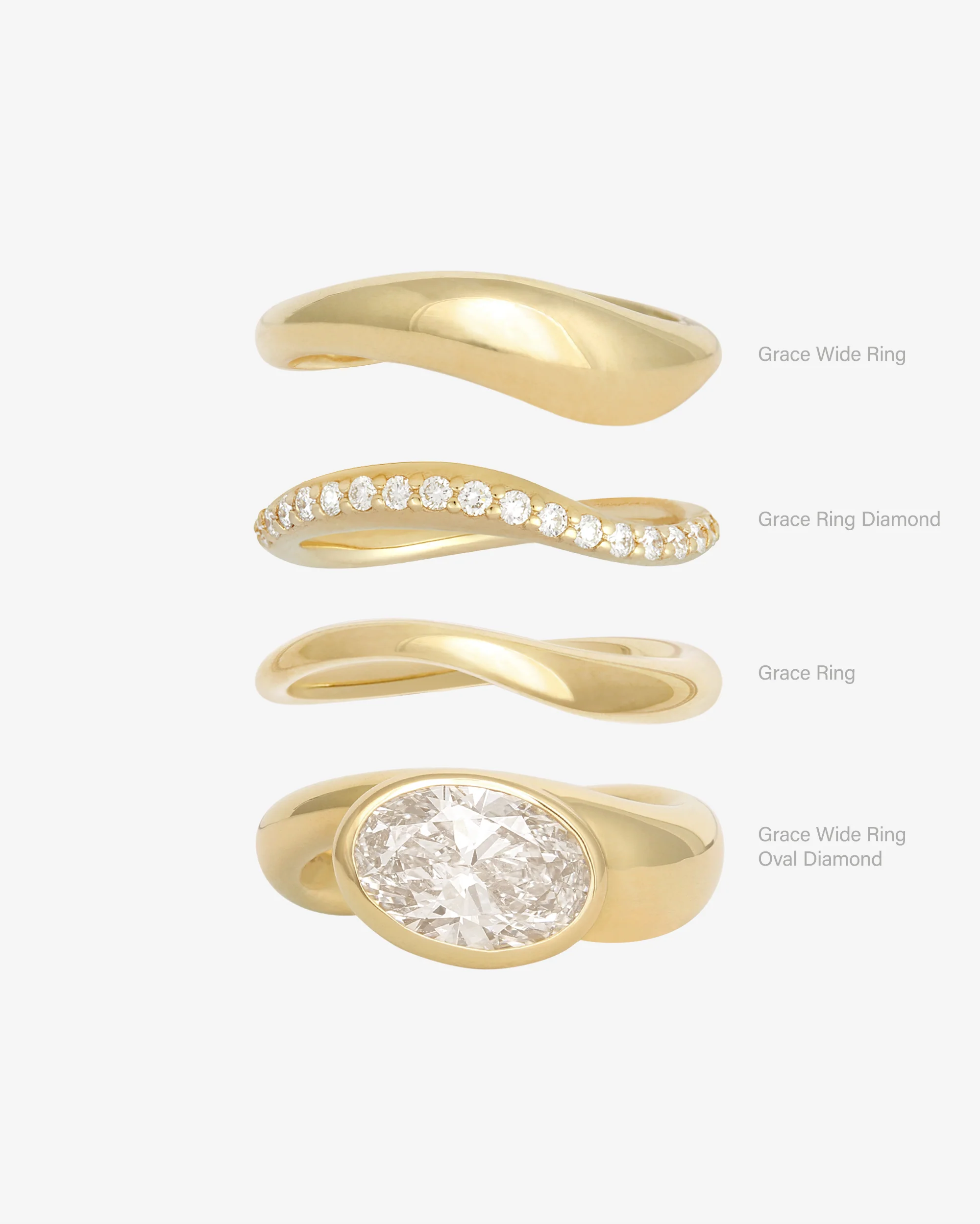 Grace Wide Ring Oval Diamond Solid Gold - Image 4