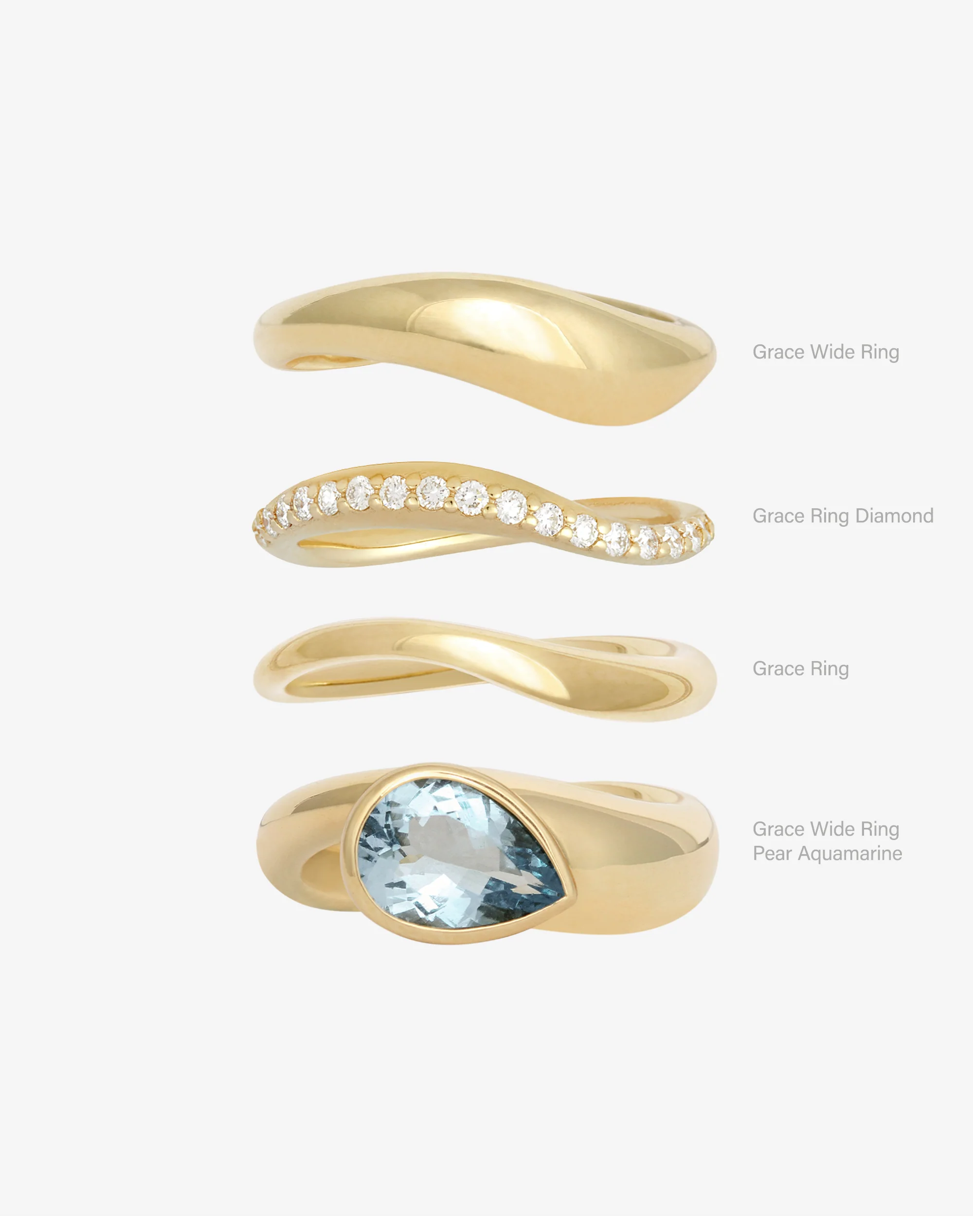 Grace Wide Ring Pear Aquamarine Solid Gold - Image 4