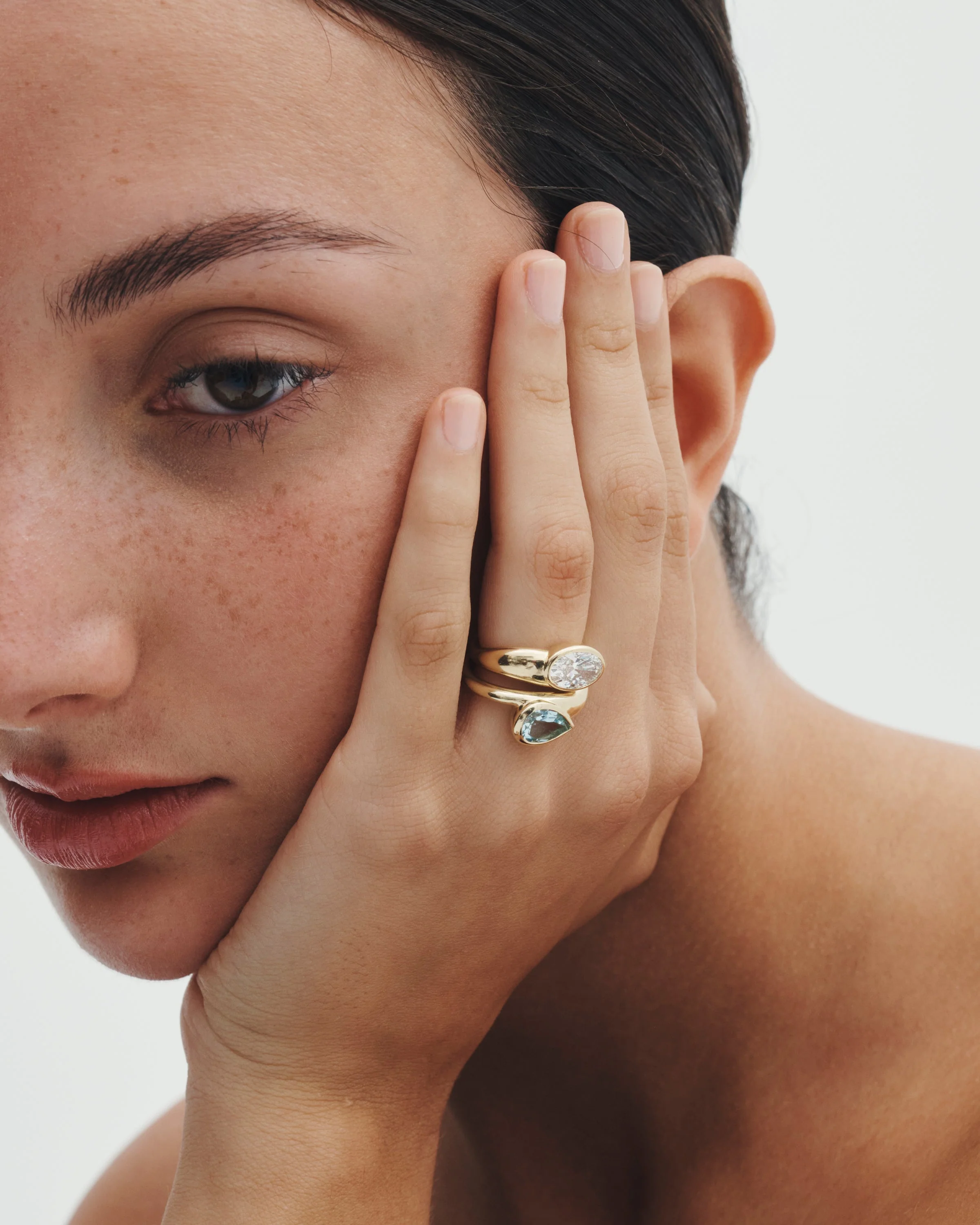 Grace Wide Ring Pear Aquamarine Solid Gold - Image 5