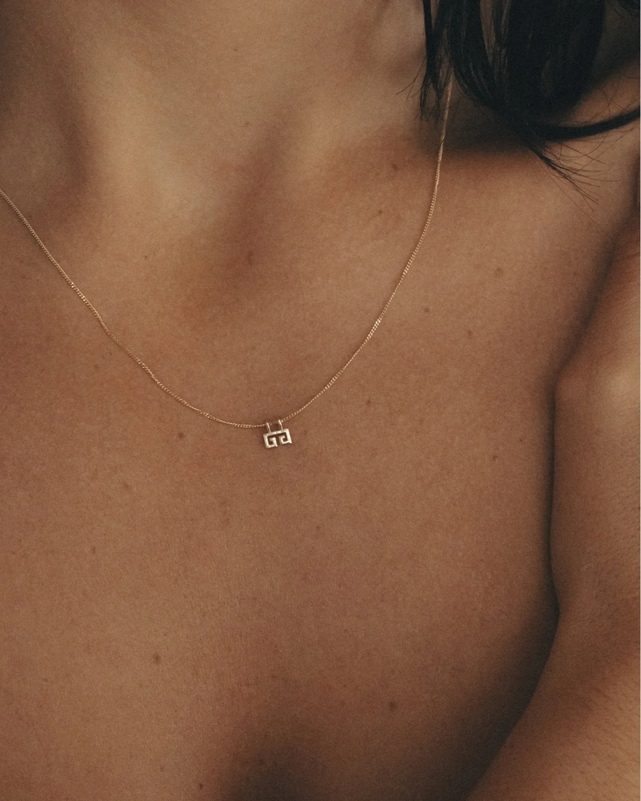 Greek Key Necklace Solid Gold - Image 4