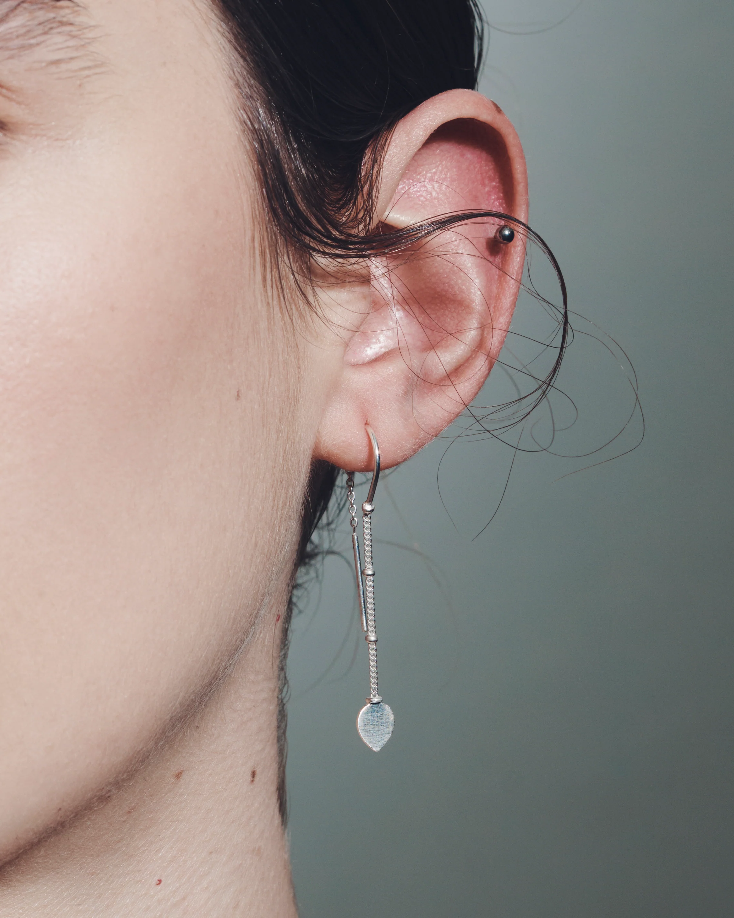 Hanging Lotus Earrings Silver - Image 3