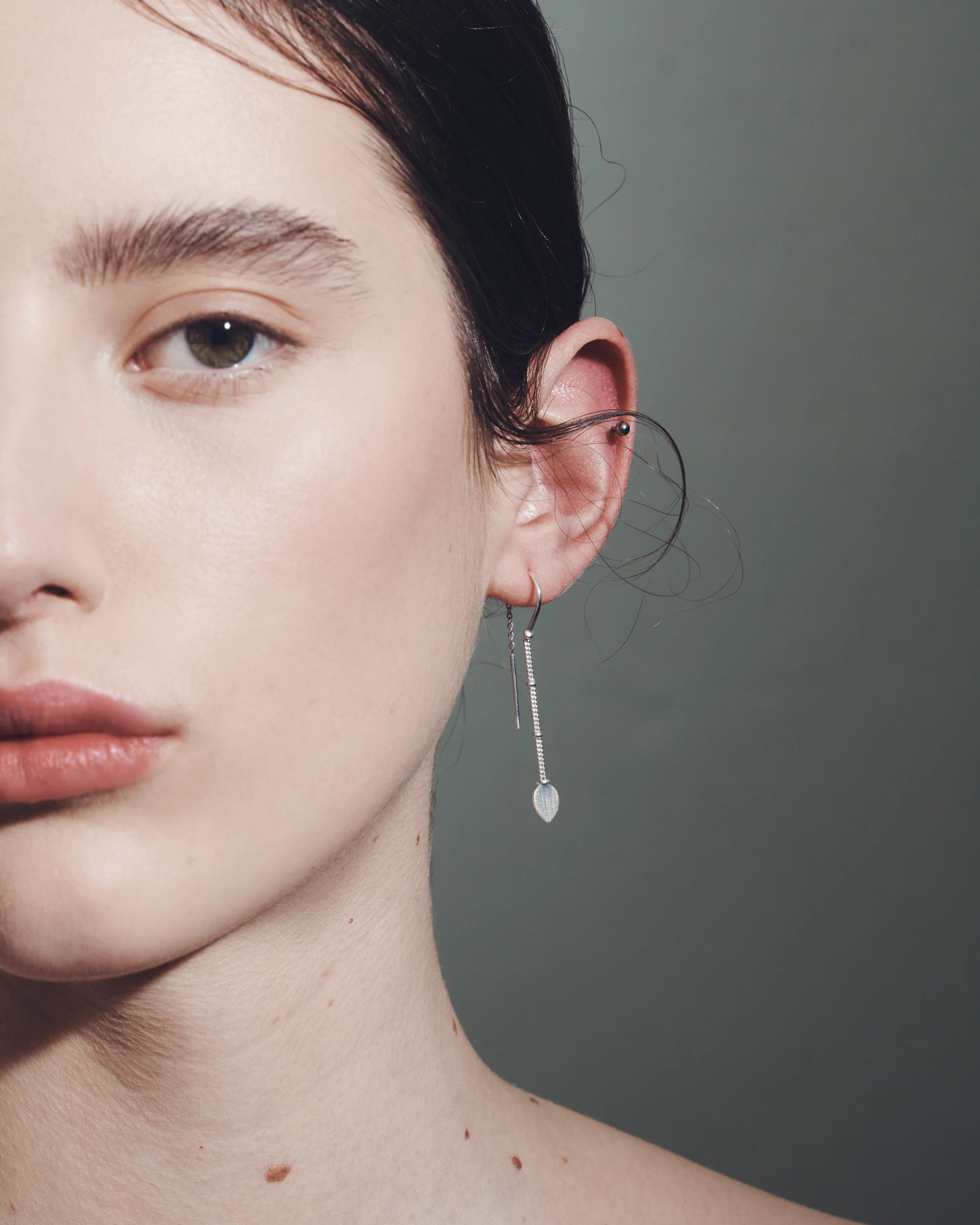 Hanging Lotus Earrings Silver - Image 4