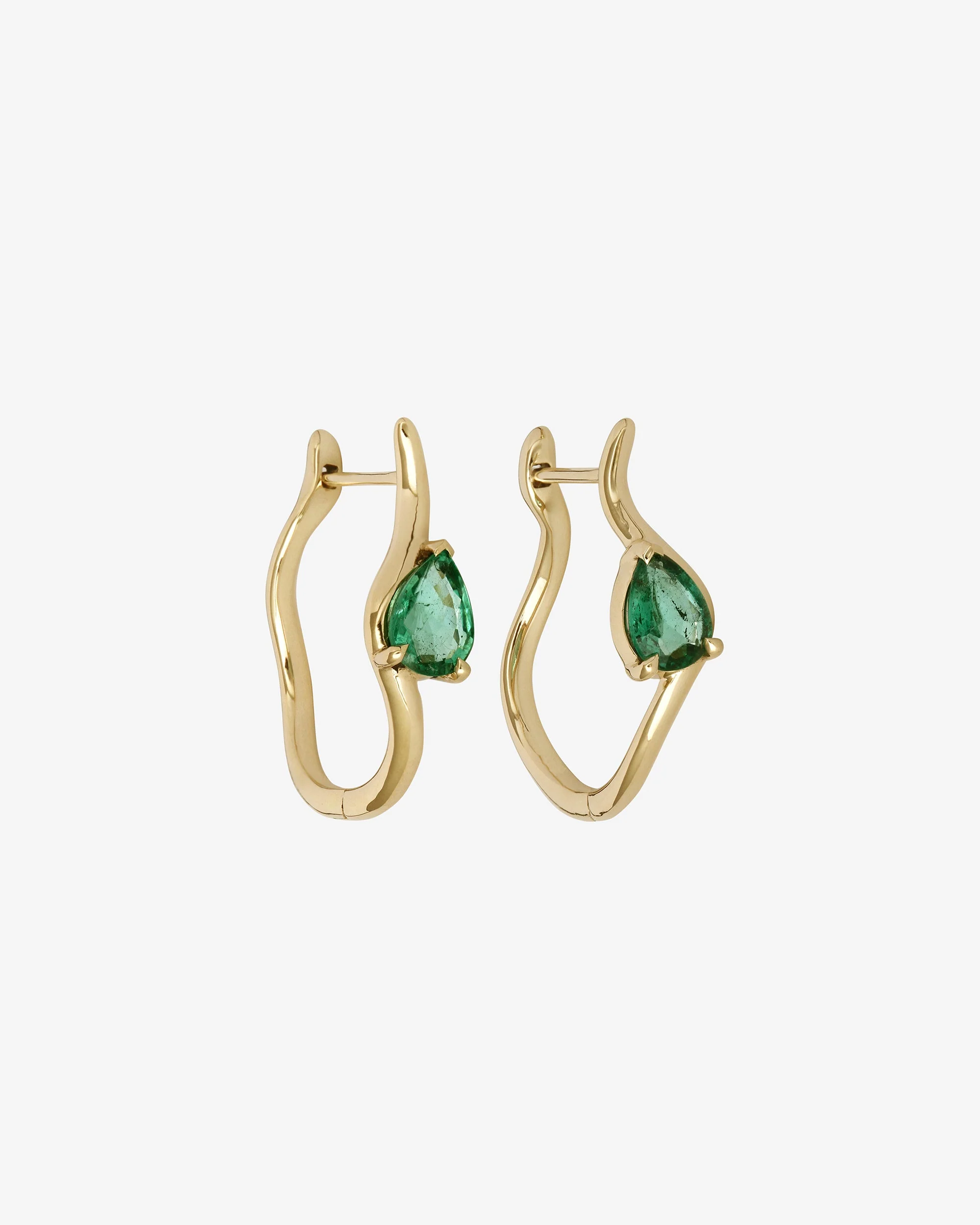 Iona Hoops Pear Emerald Solid Gold