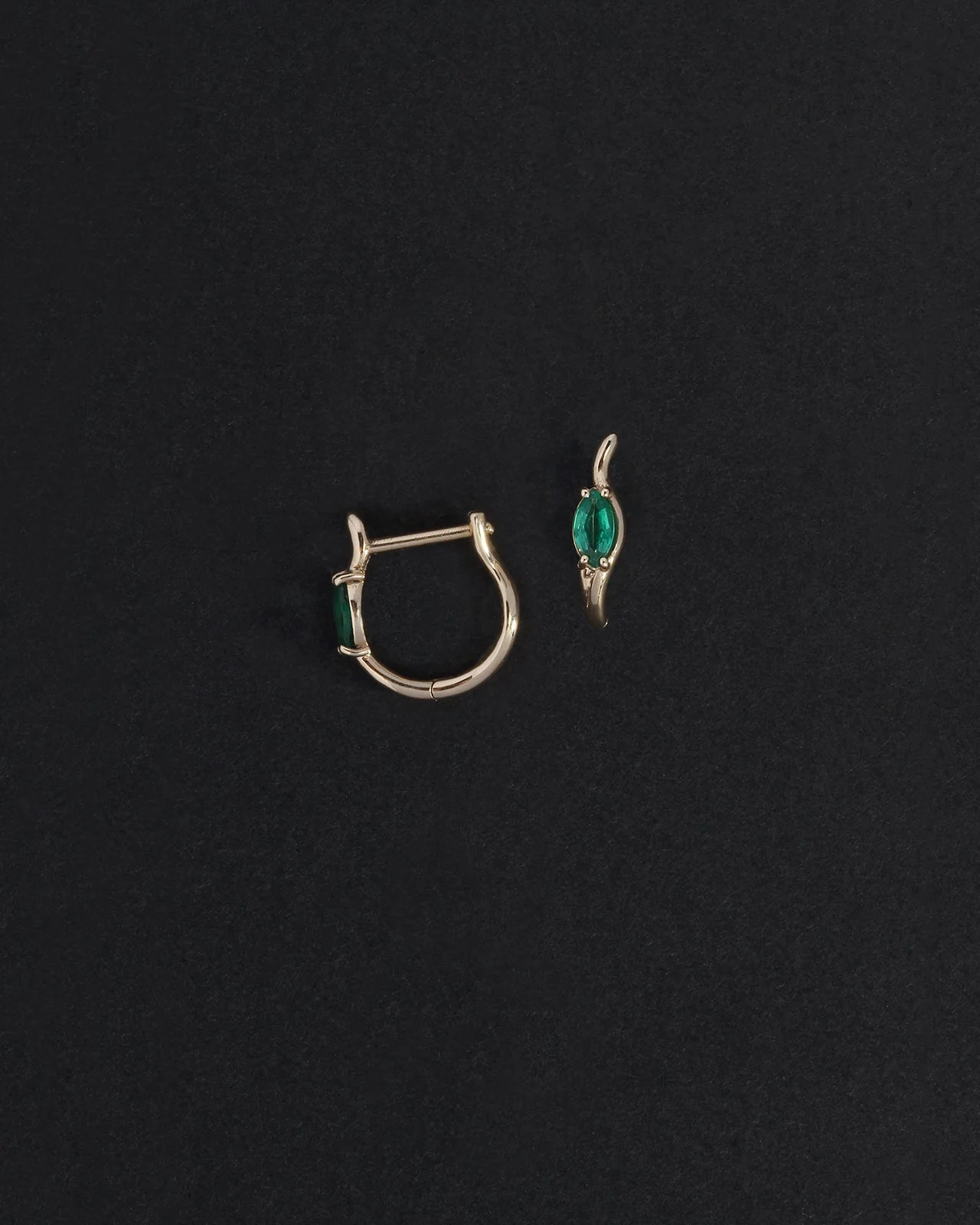 Iona Huggies Marquise Emerald Solid Gold - Image 4