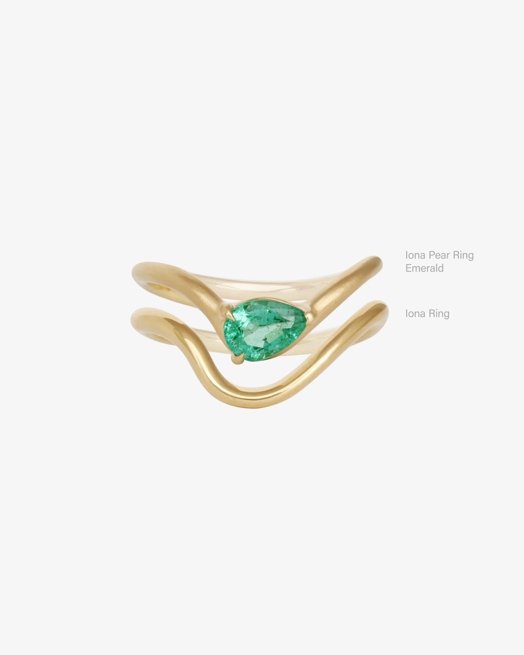 Iona Pear Ring Emerald Solid Gold - Image 3