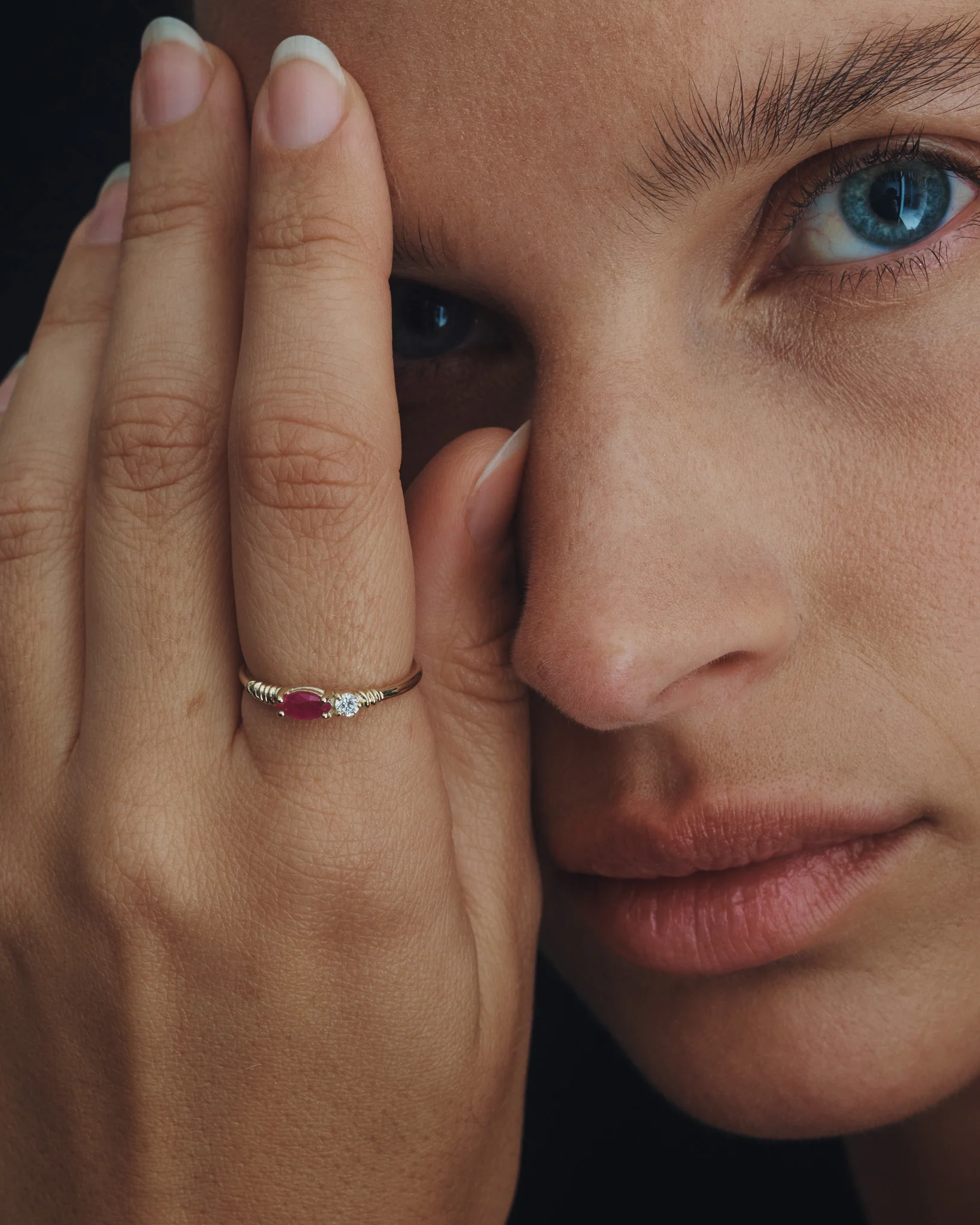 Jasmine Ring Ruby Diamond Solid Gold - Image 3