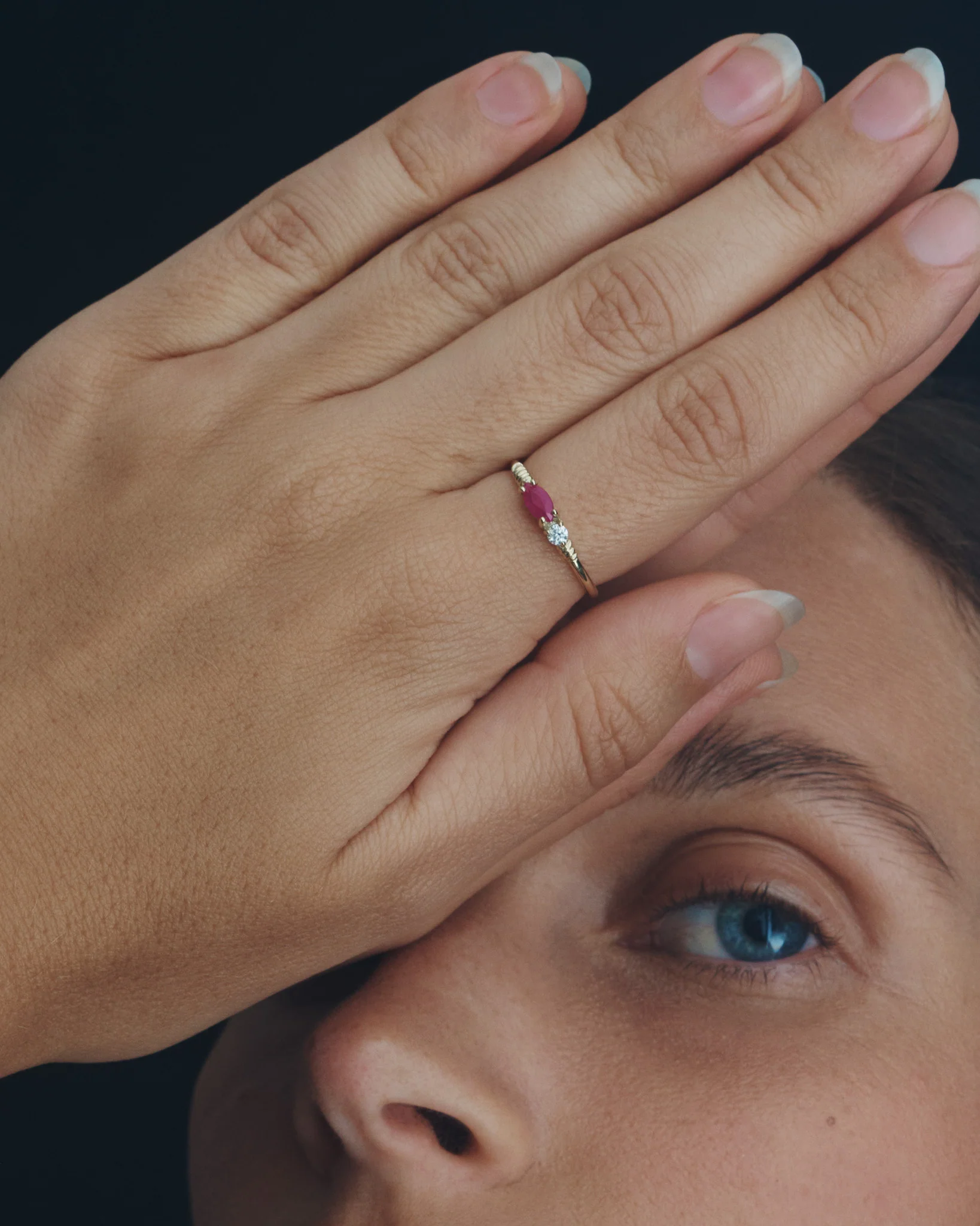 Jasmine Ring Ruby Diamond Solid Gold - Image 6
