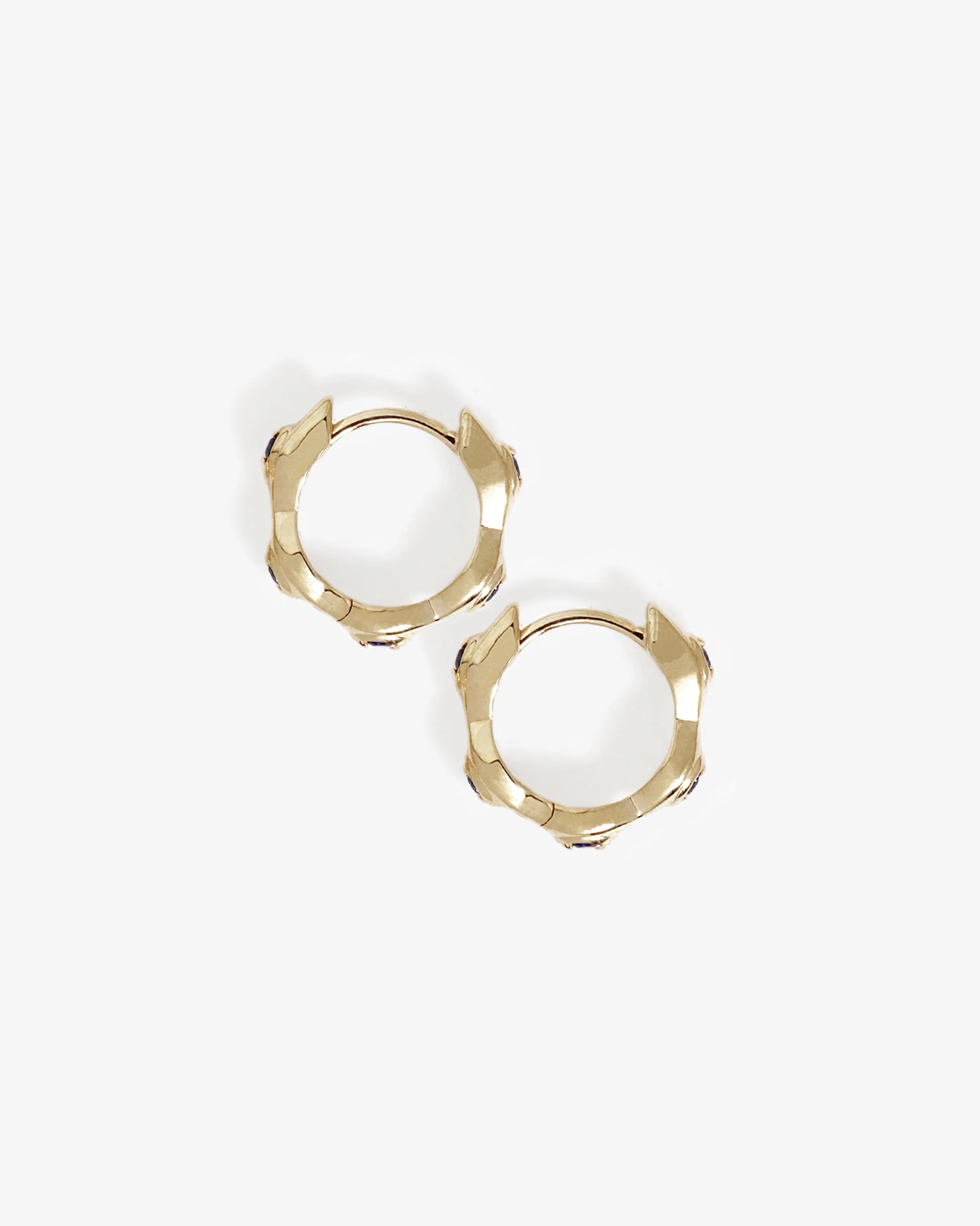 Kassandra Huggie Earrings Sapphire Solid Gold - Image 3