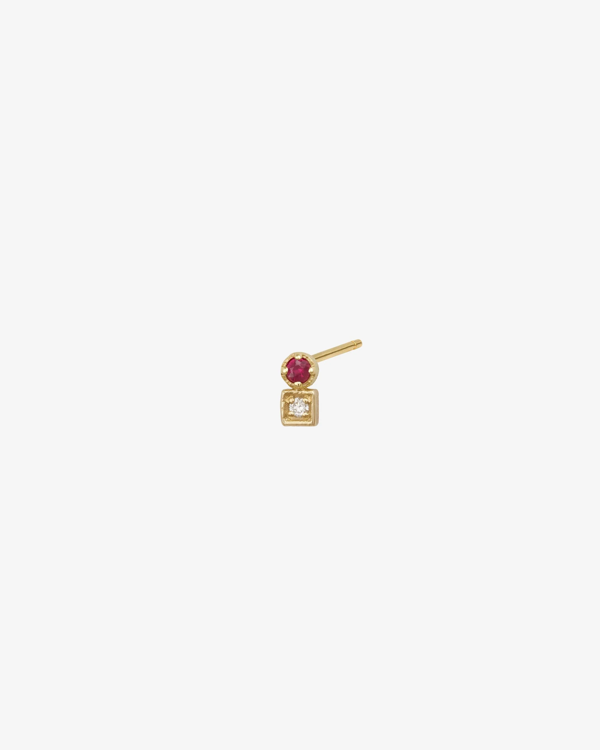 Lenci Single Stud Ruby Diamond Solid Gold