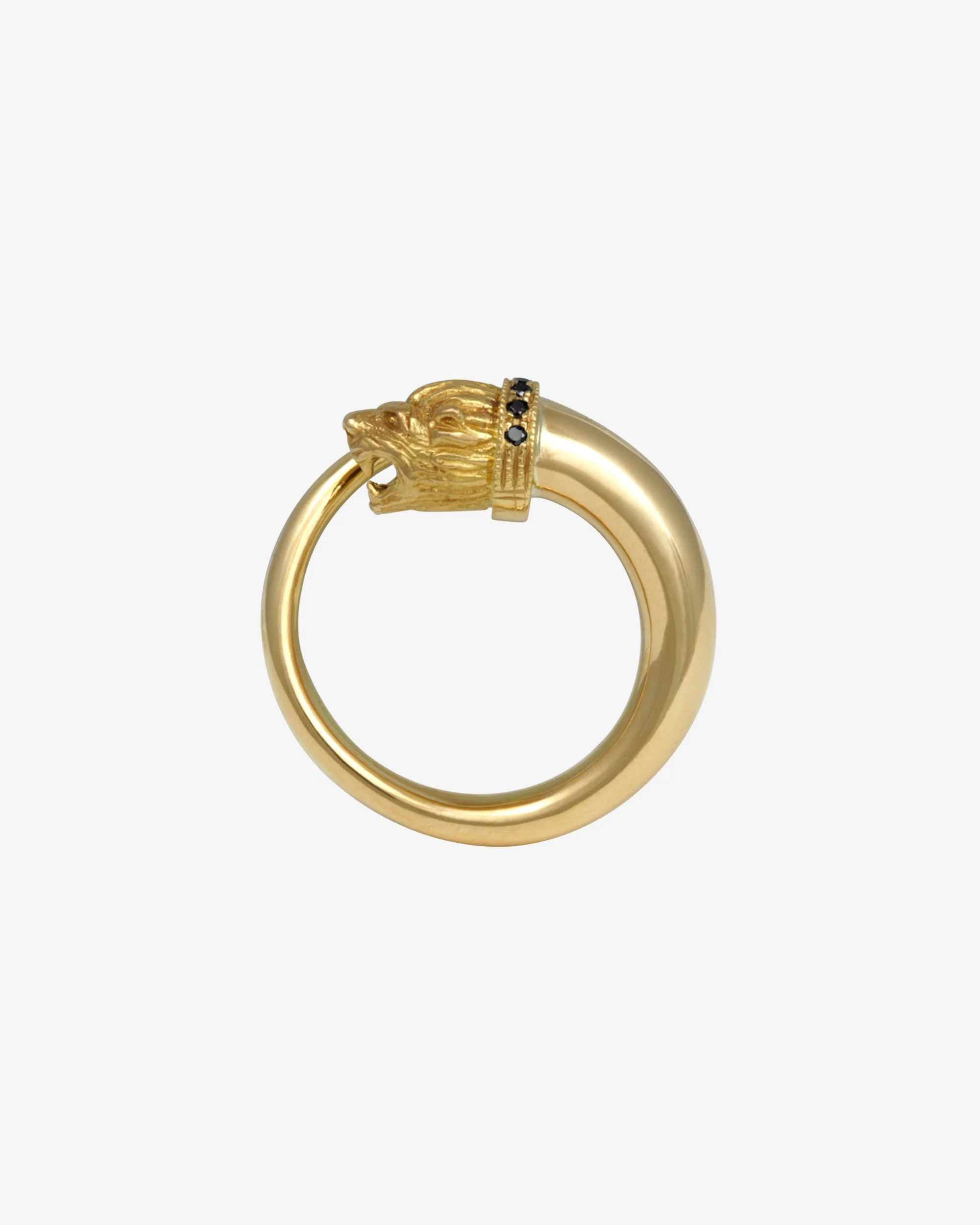 Loulon Lion Ring Black Diamond Solid Gold - Image 3