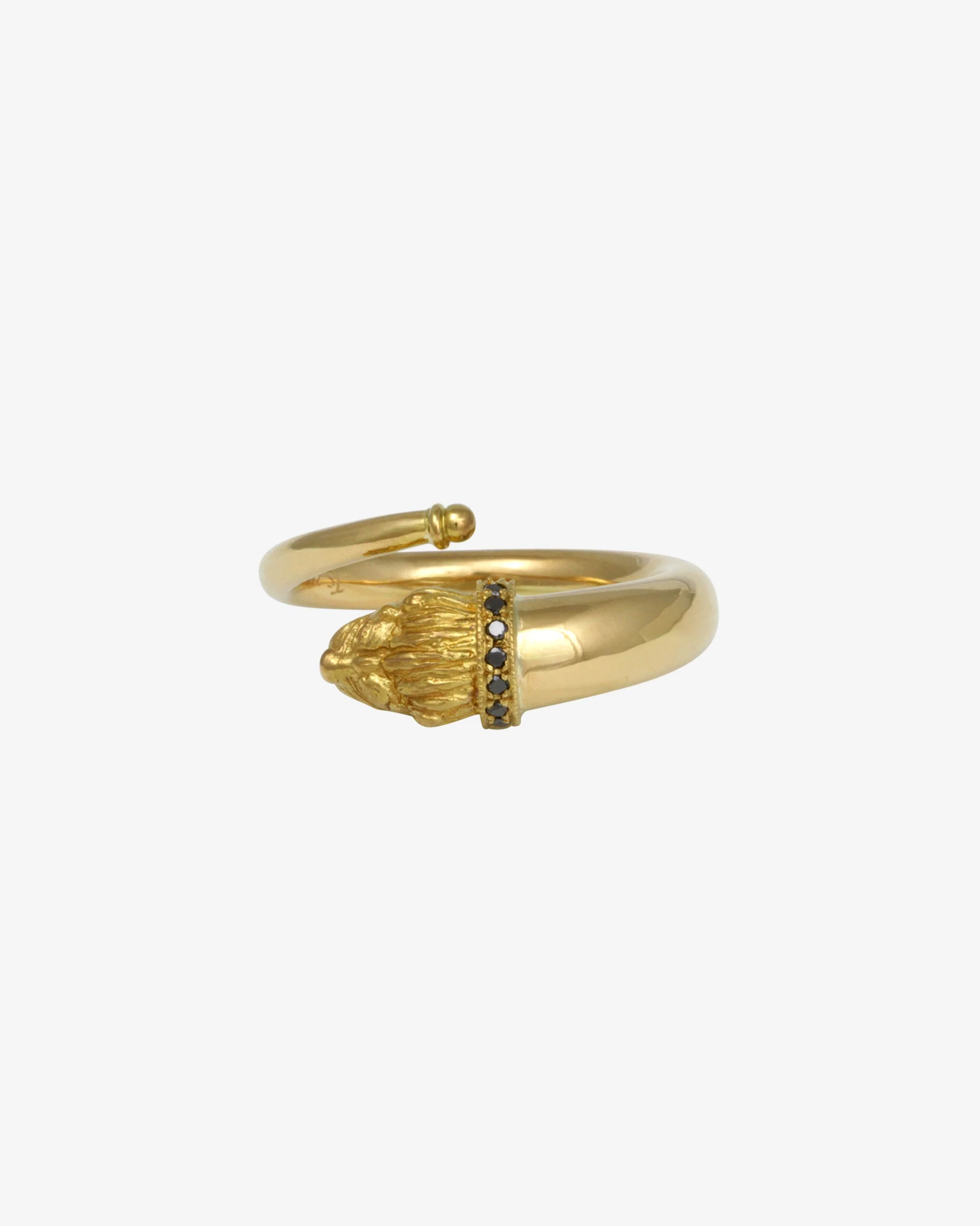 Loulon Lion Ring Black Diamond Solid Gold - Image 5