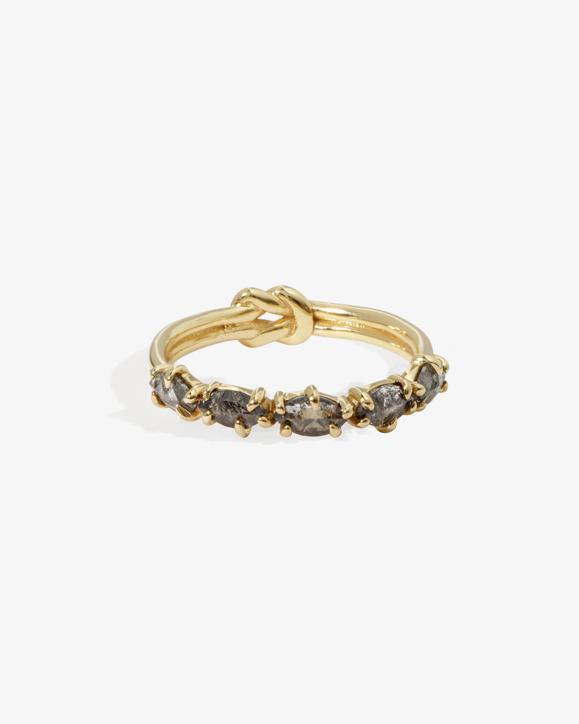 Love Knot Ring Salt and Pepper Diamond Solid Gold