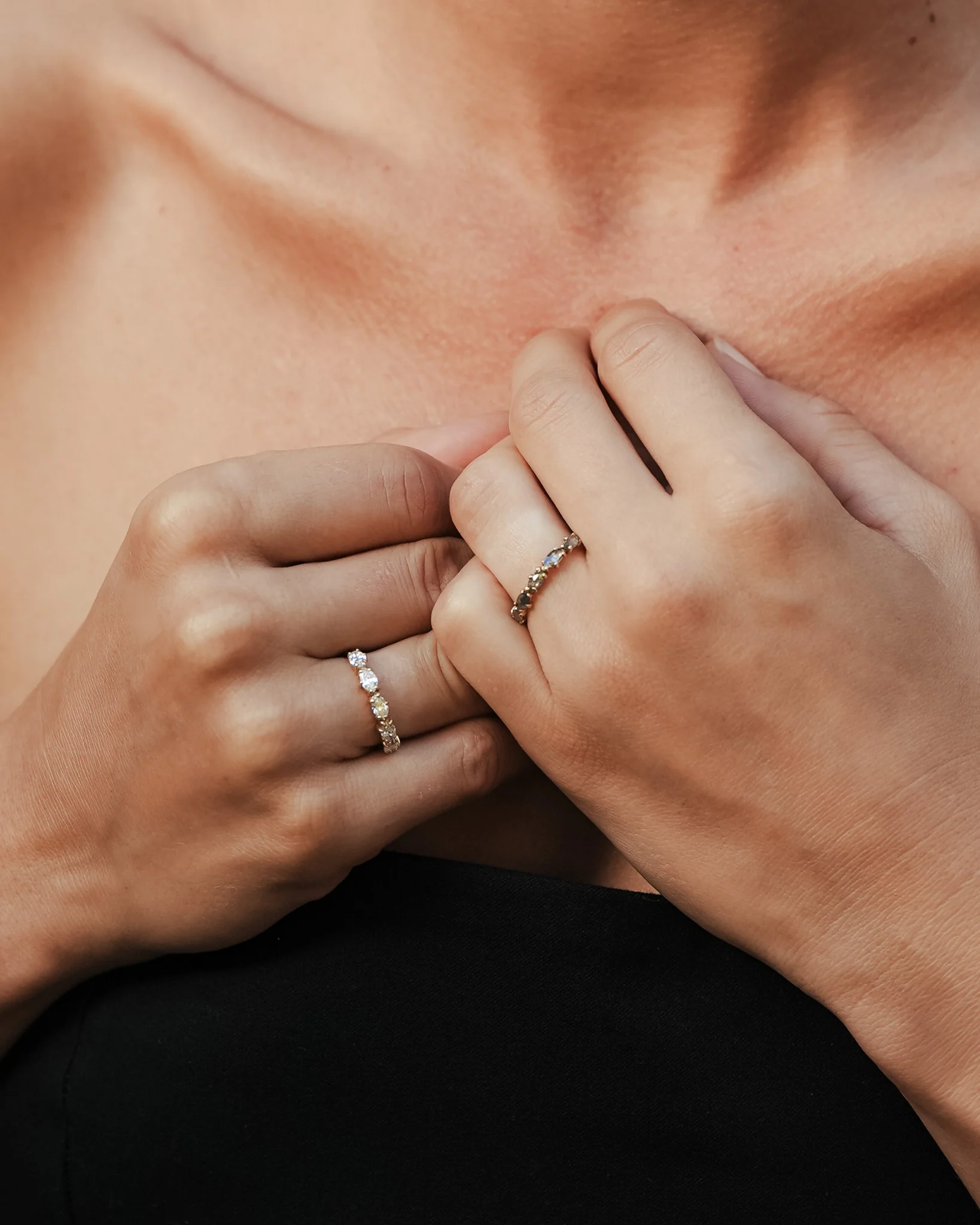 Love Knot Ring Salt and Pepper Diamond Solid Gold - Image 4