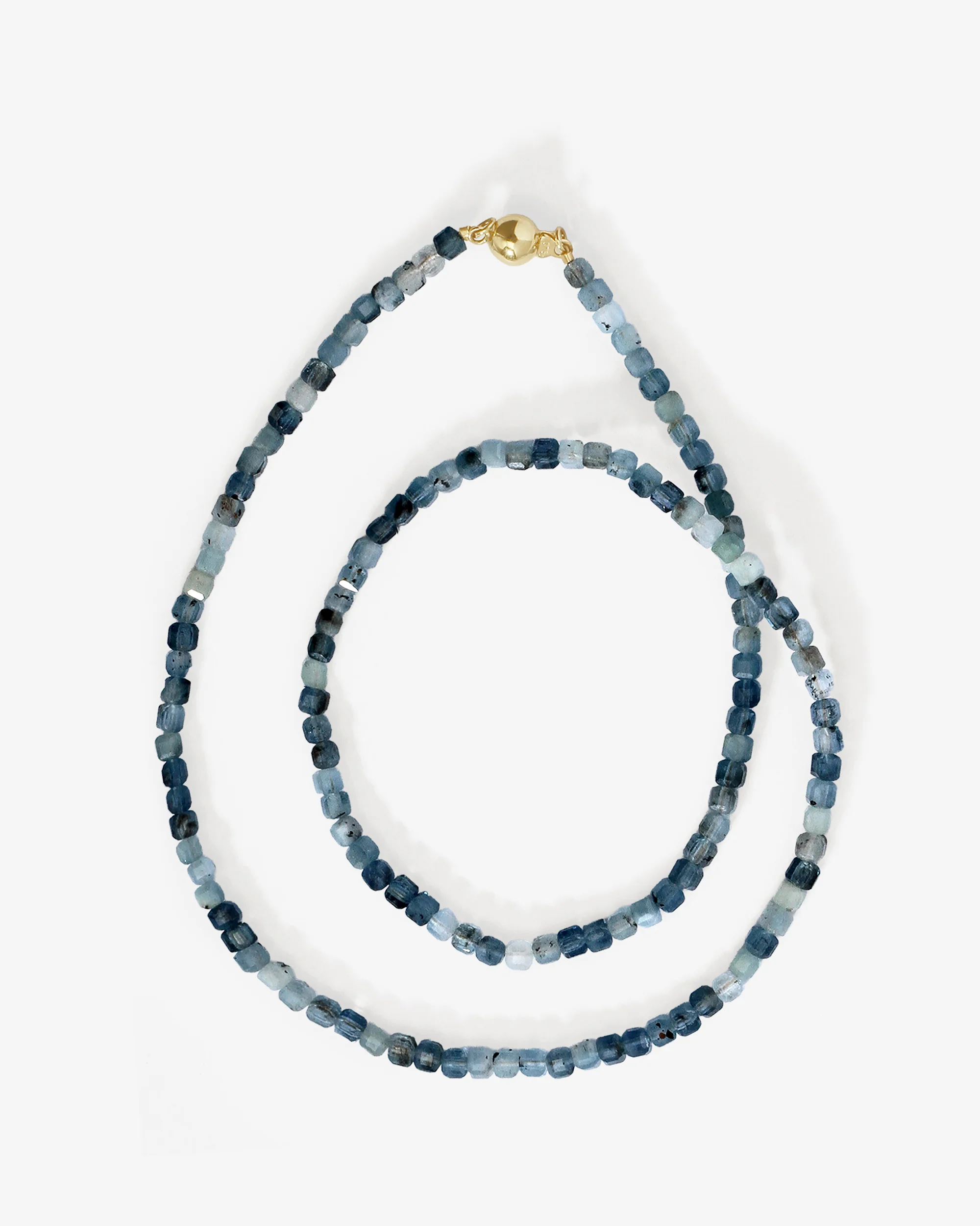 Lucien Santa Marie Aquamarine Bead Necklace Solid Gold - Image 4