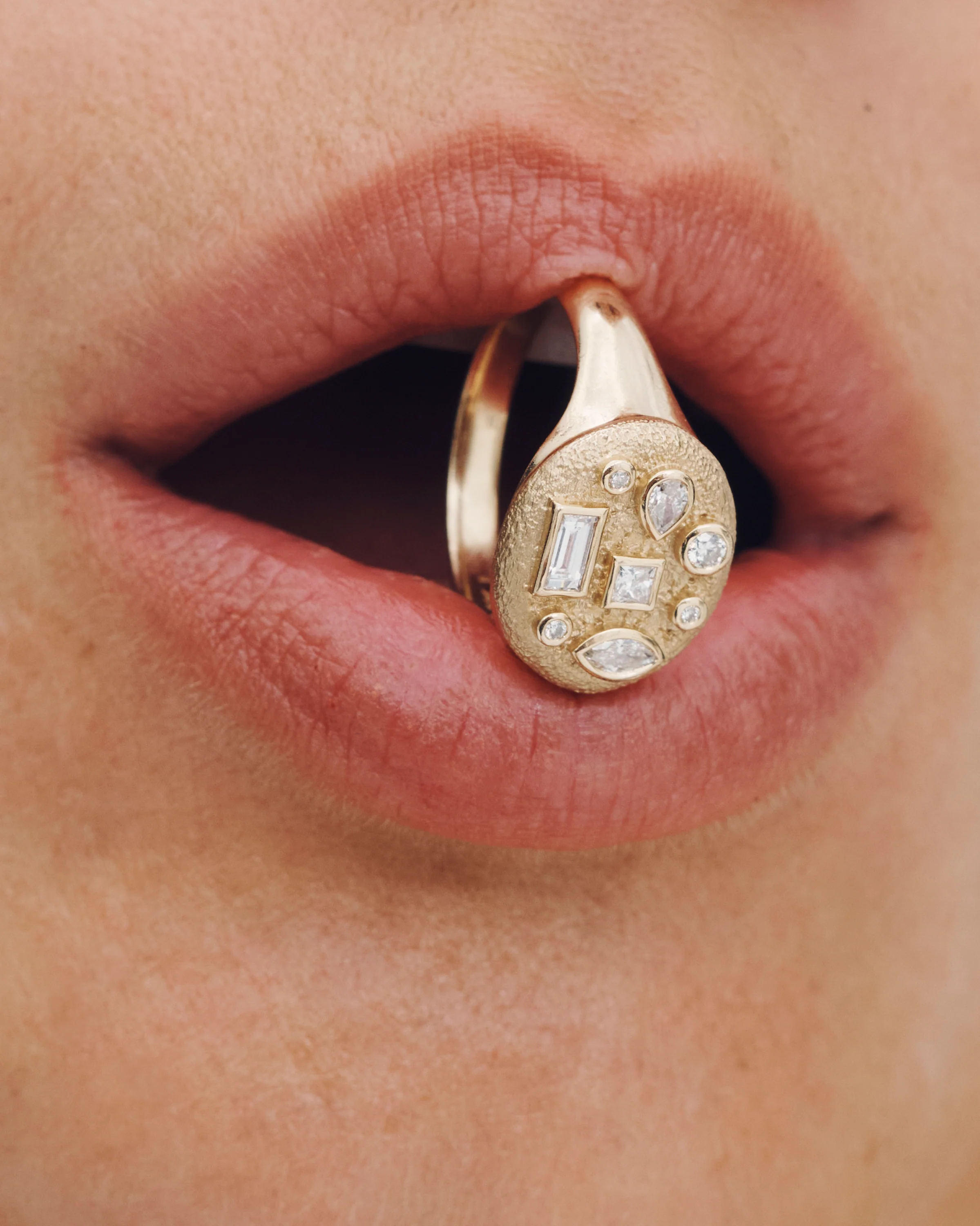 Mosaic Ring Cluster Diamond Solid Gold - Image 2
