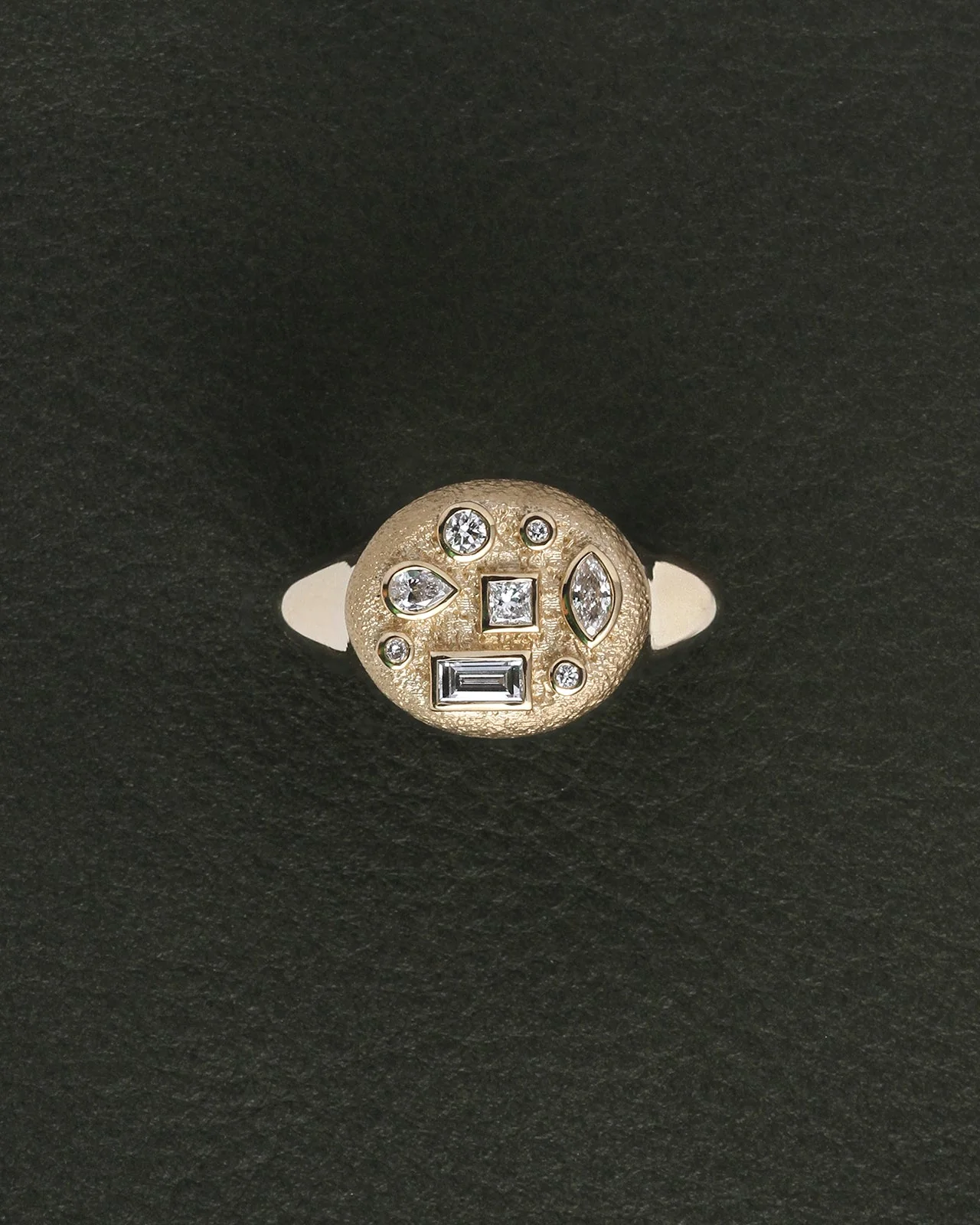 Mosaic Ring Cluster Diamond Solid Gold - Image 4