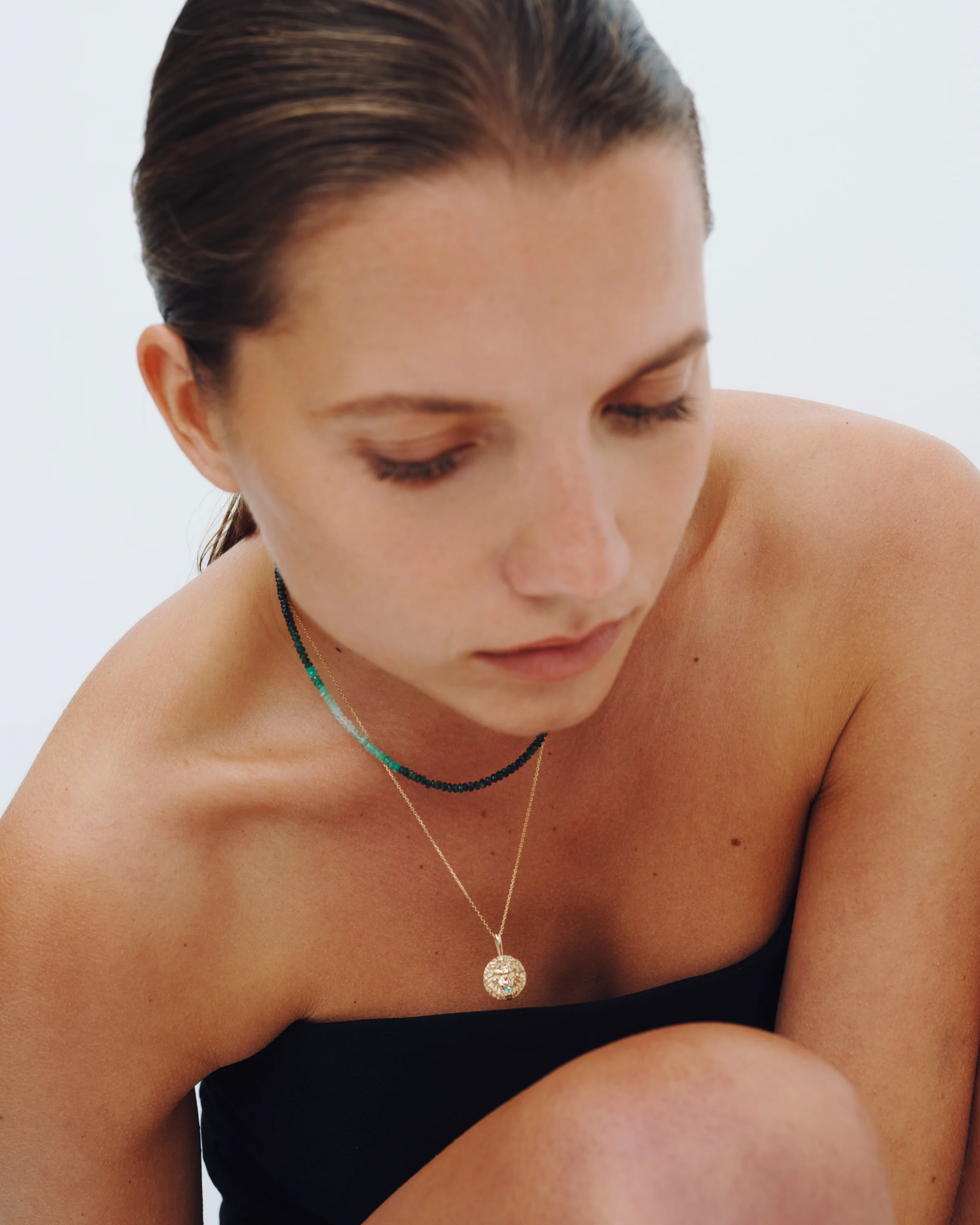 Ombre Necklace Emerald Solid Gold - Image 5