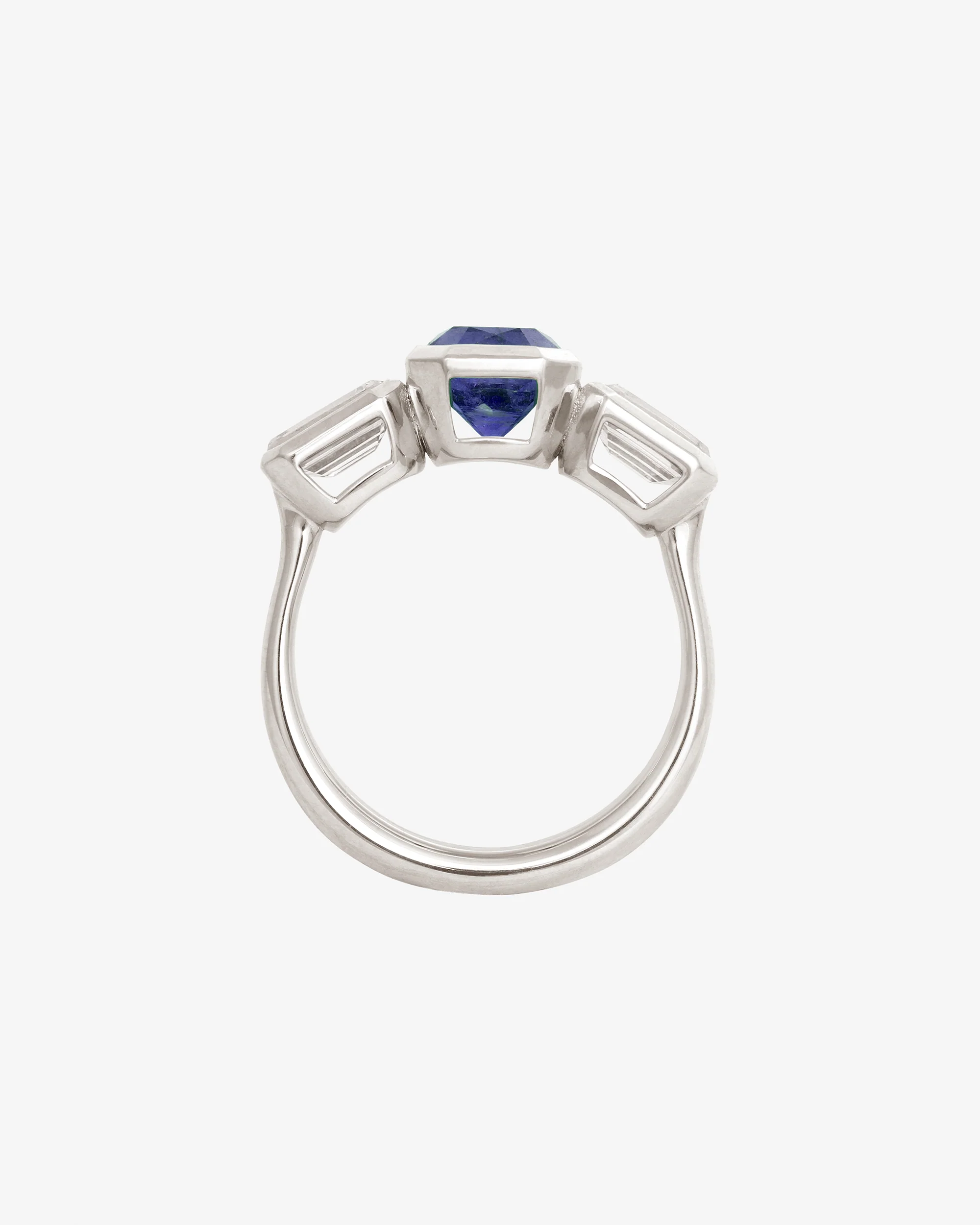 Paloma Trilogy Ring Diamond and Ceylon Sapphire Platinum - Image 4