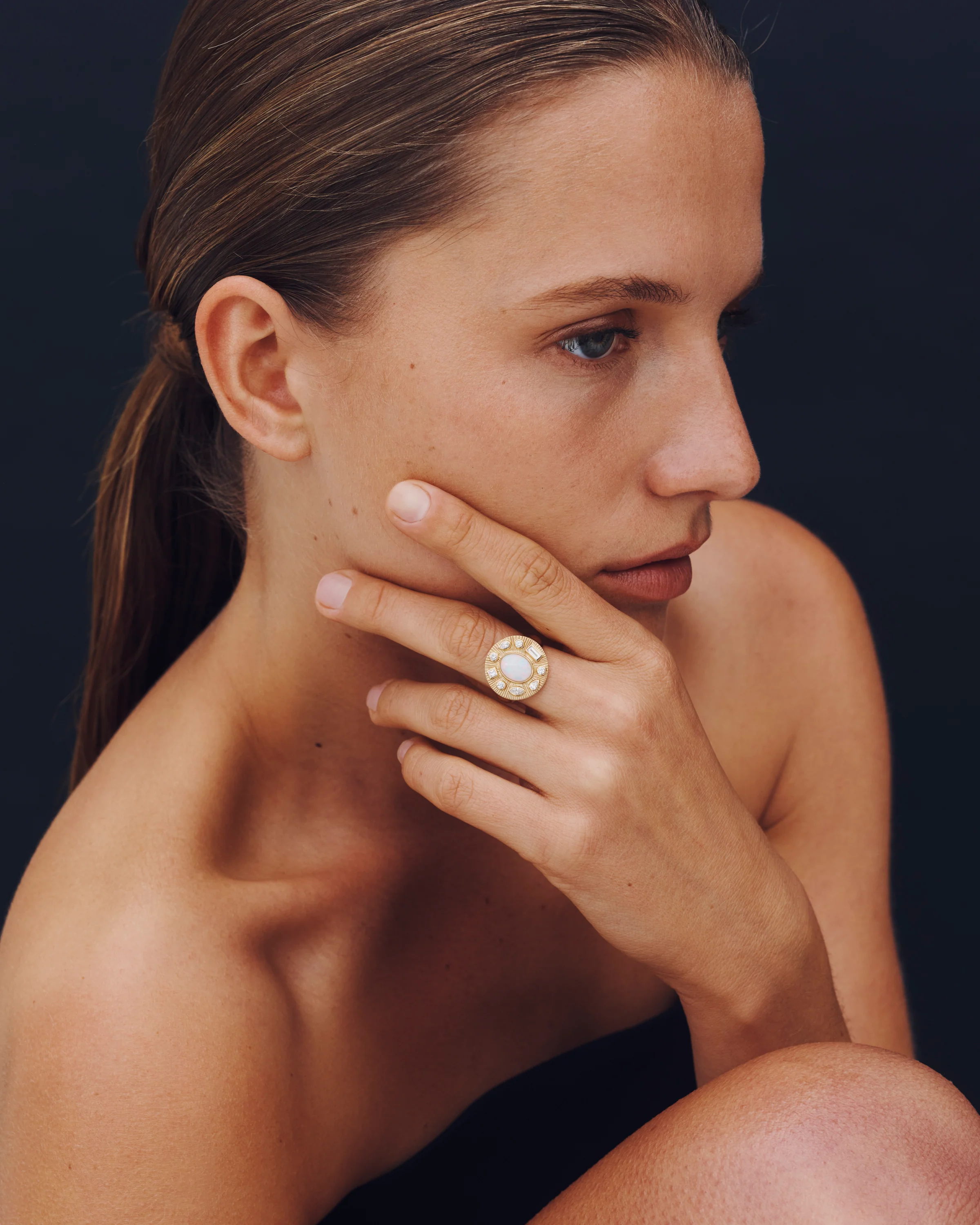 Radiance Ring Opal Diamond Solid Gold - Image 5