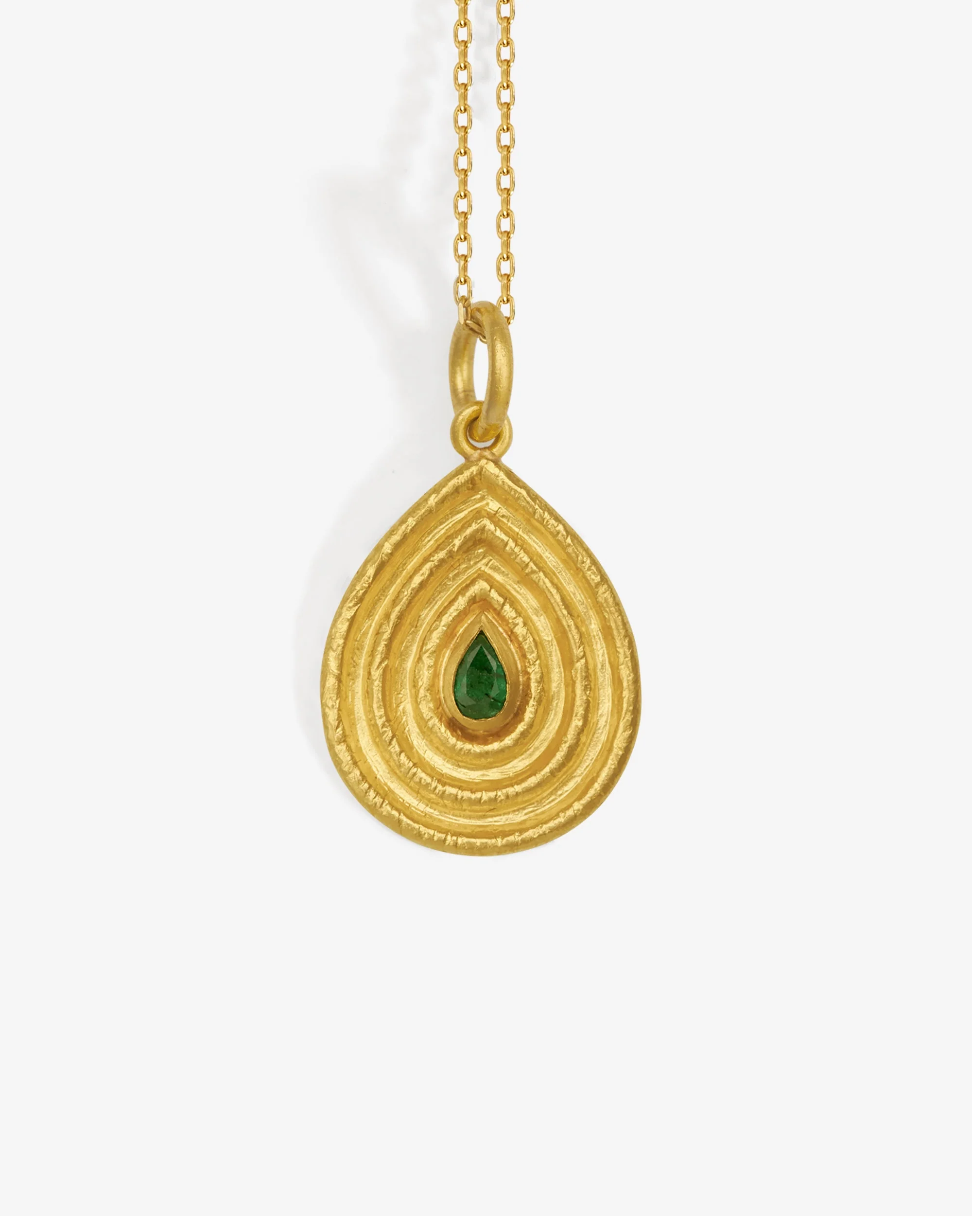 Reign Medium Necklace Emerald Solid Gold