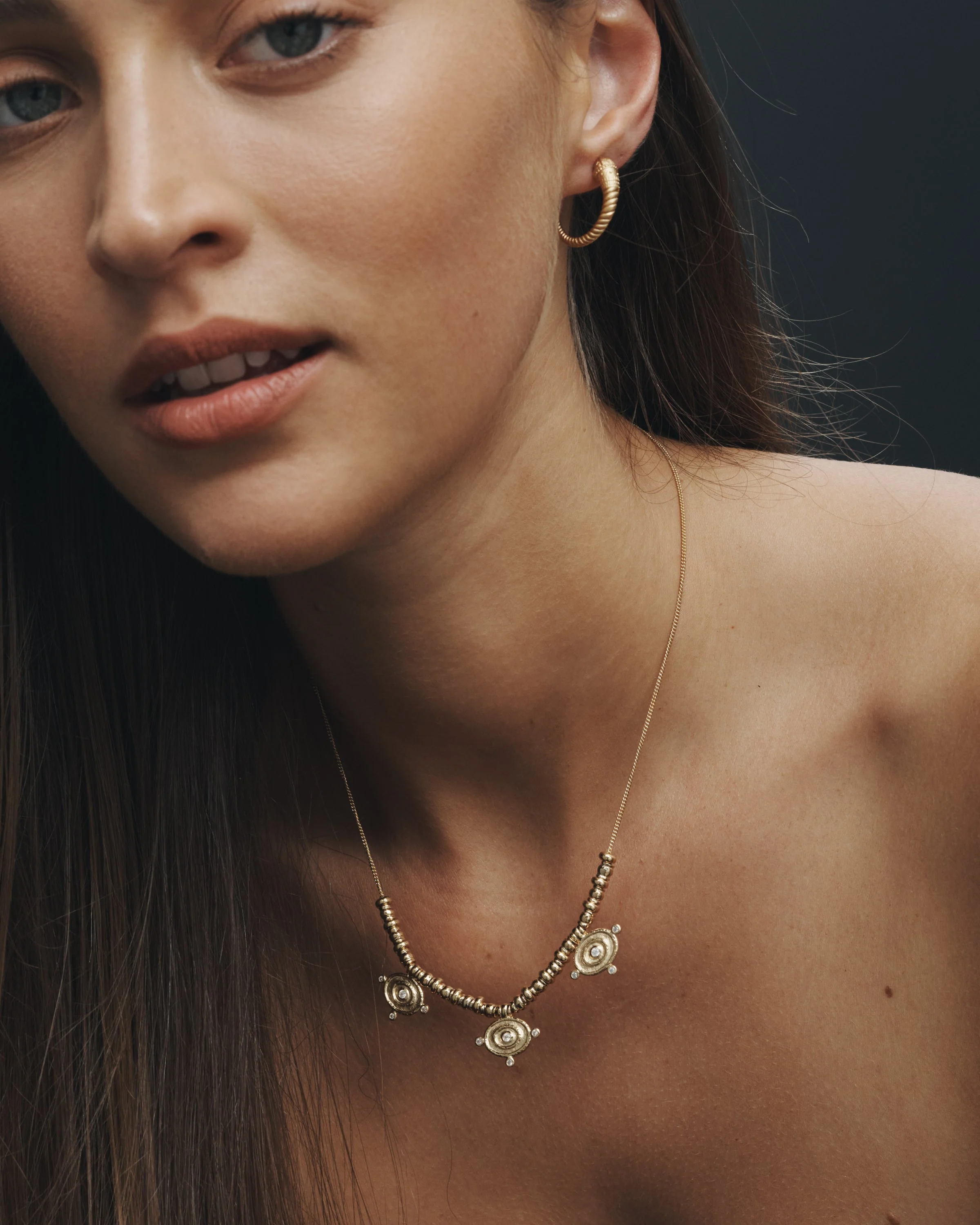 Reign Oval Statement Necklace Gold Vermeil - Image 2