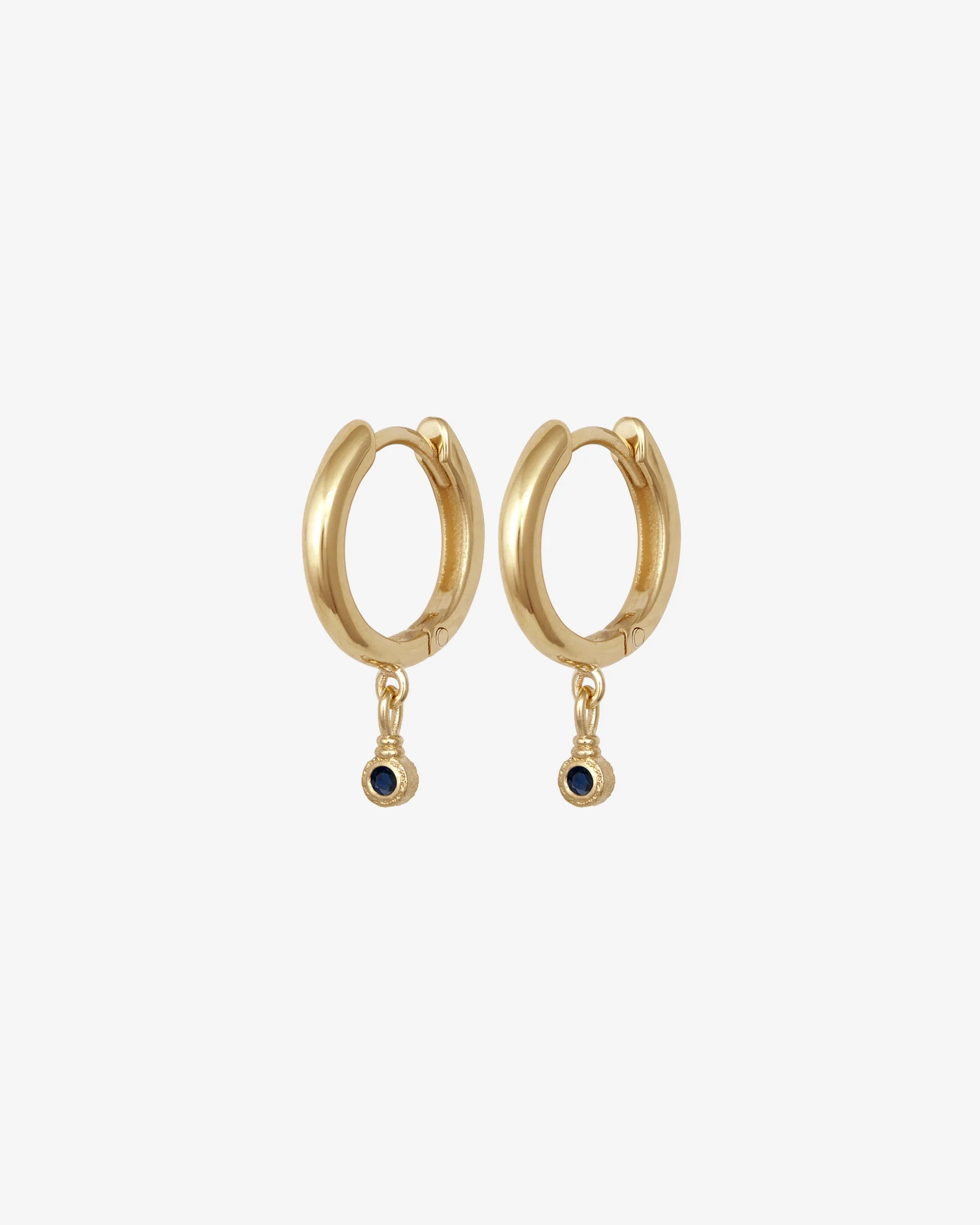 Relic Round Drop Earrings Sapphire Solid Gold