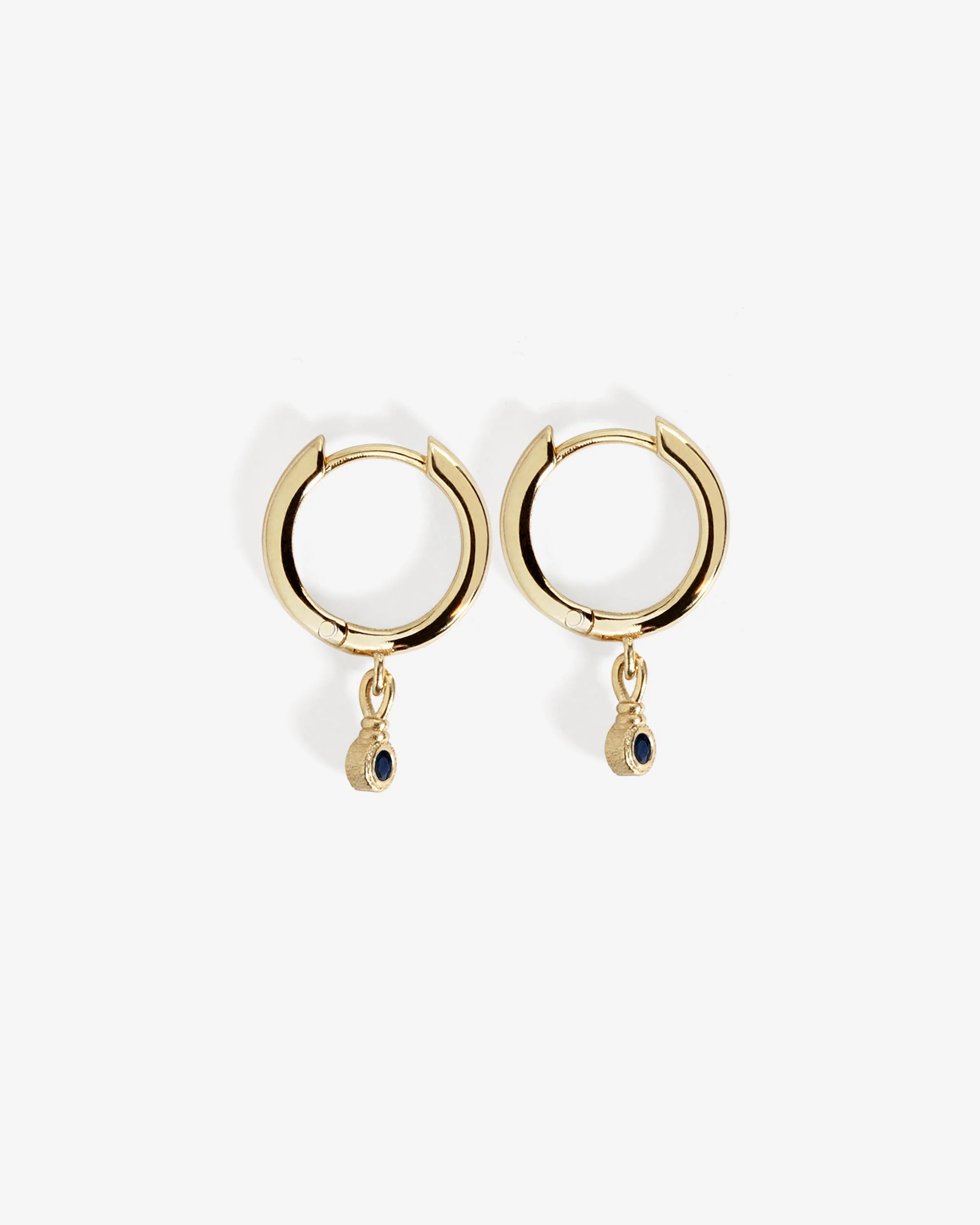 Relic Round Drop Earrings Sapphire Solid Gold - Image 4