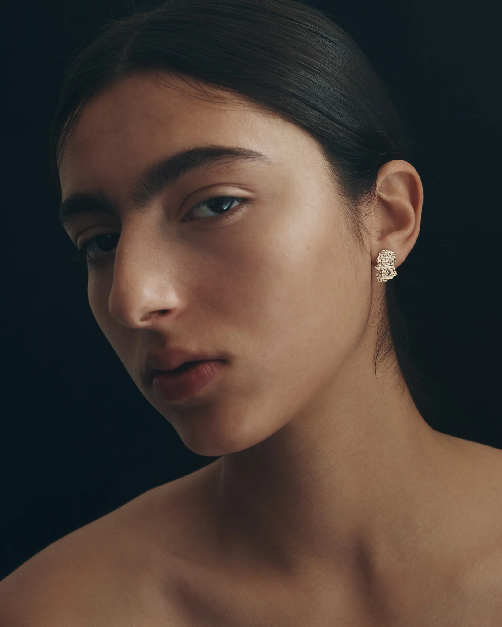 Relic VII Asymmetrical Earrings Solid Gold - Image 5