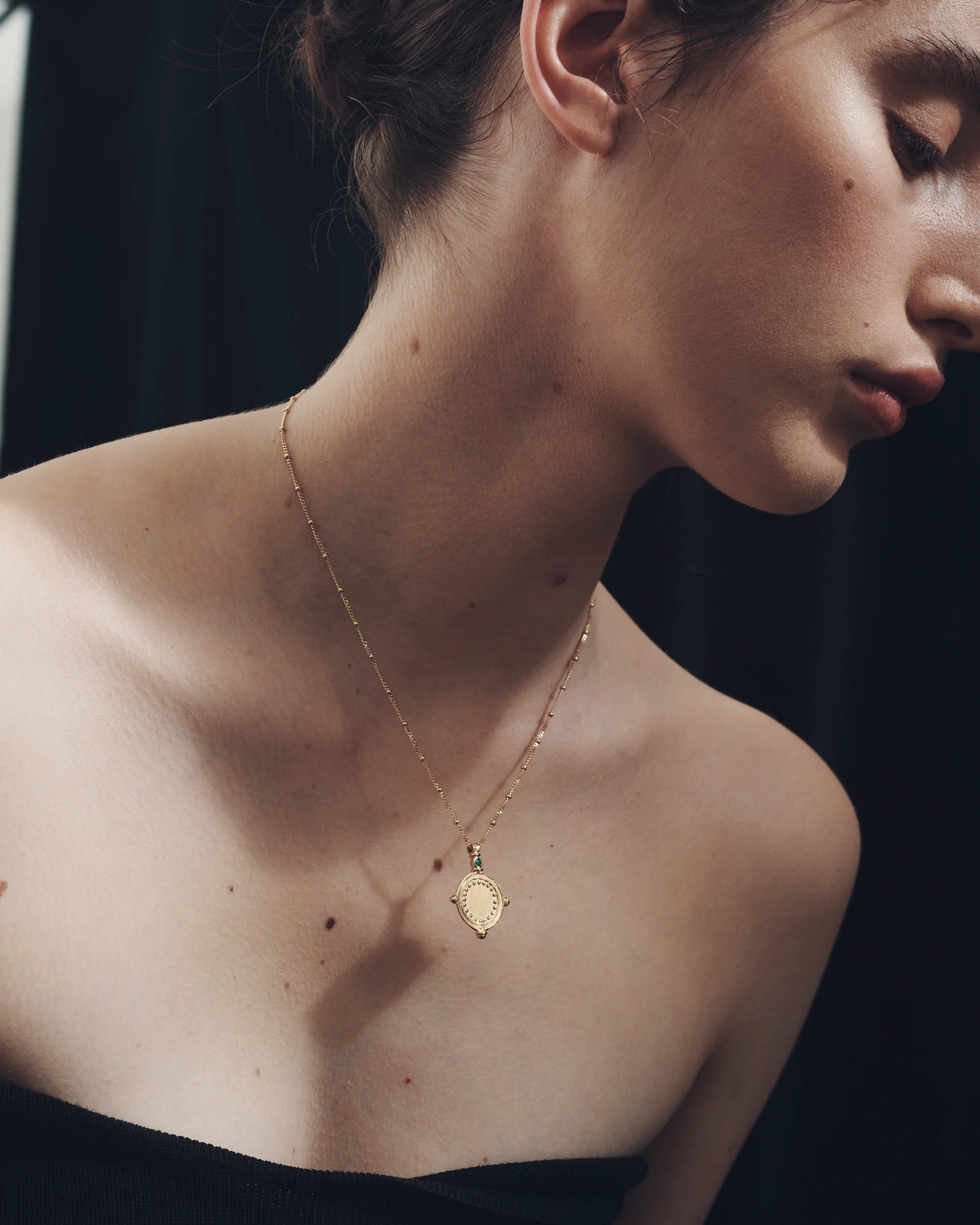 Sura Necklace Emerald Gold Vermeil - Image 3