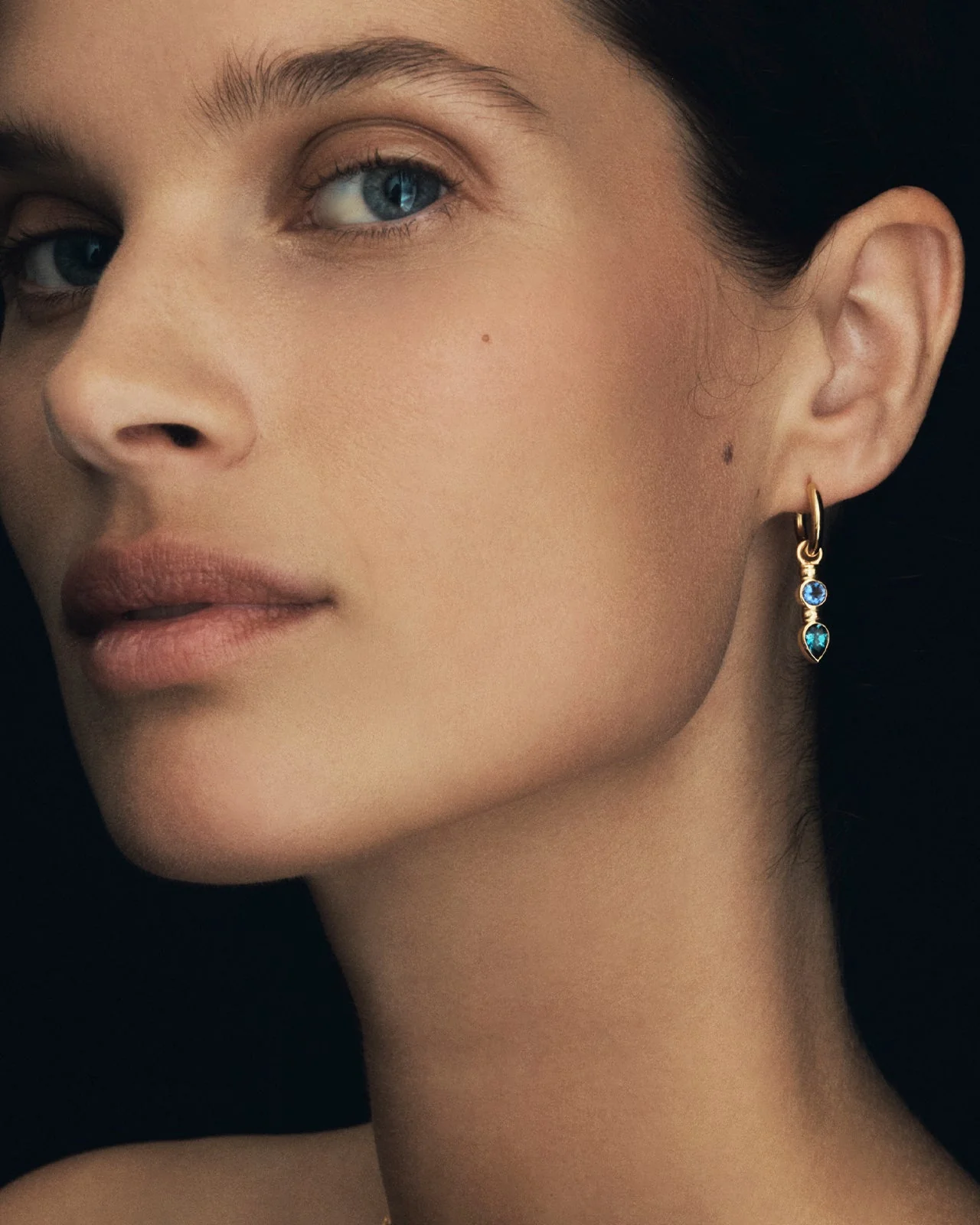 Teal Earrings Gold Vermeil - Image 4
