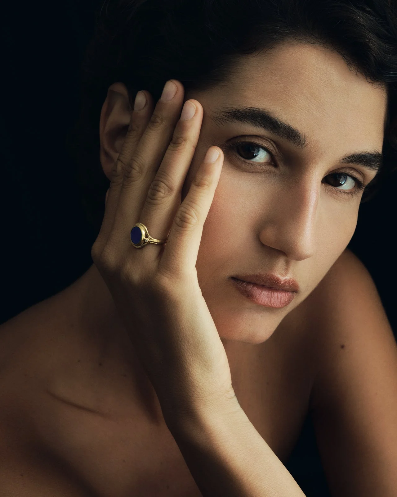 Tyana Ring Lapis Diamond Solid Gold - Image 2